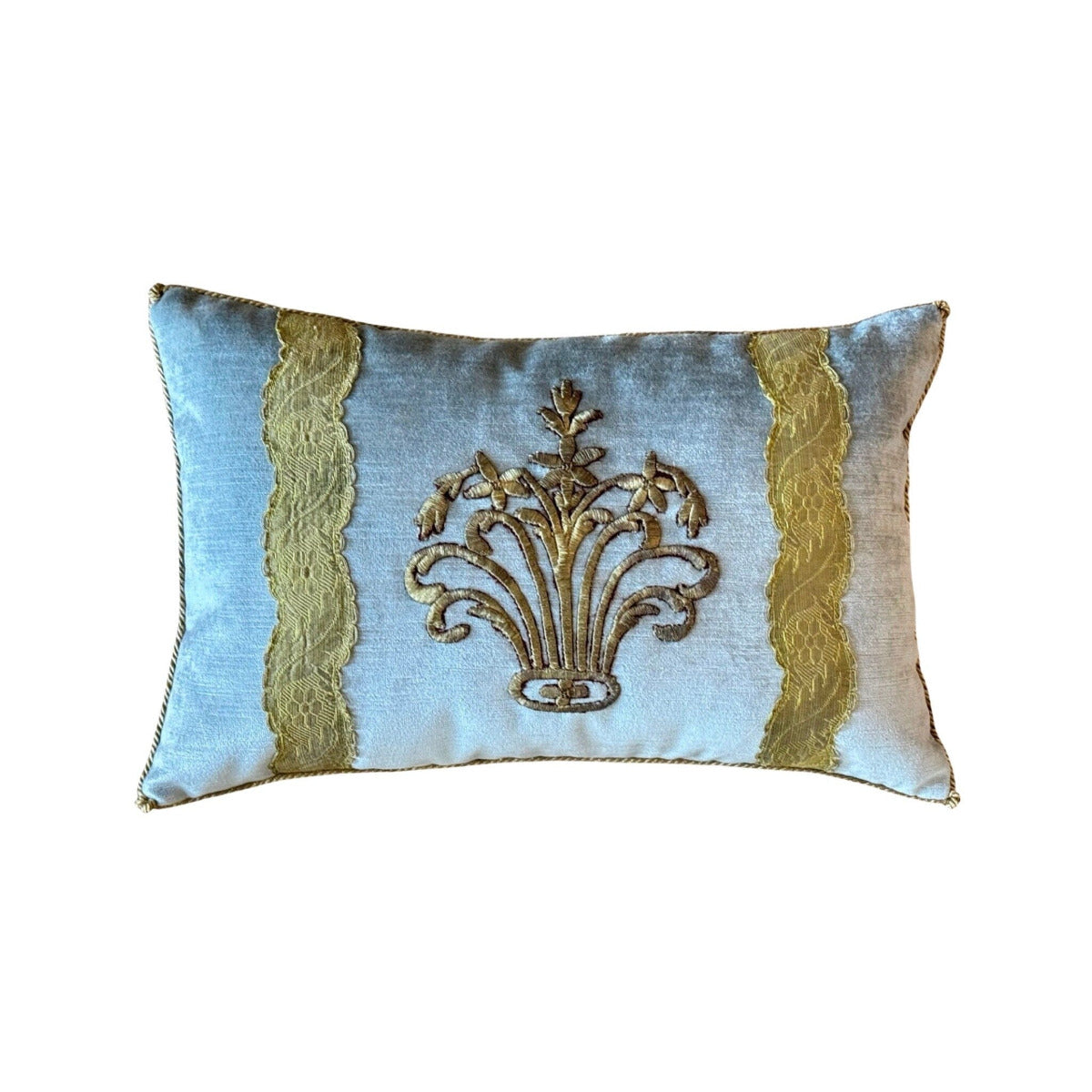 Antique Ottoman Empire Raised Gold Metallic Embroidery (#E131323A&B | 12x18.5") New Pillows B. Viz Design
