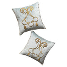 Antique Ottoman Empire Raised Gold Metallic Embroidery (#E131423A&B | 17x17") New Pillows B. Viz Design