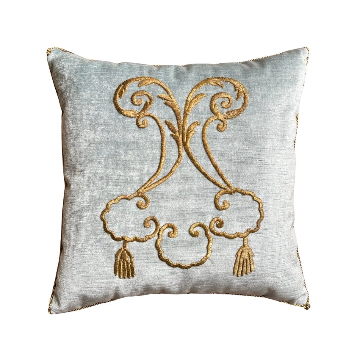 Antique Ottoman Empire Raised Gold Metallic Embroidery (#E131423A&B | 17x17") New Pillows B. Viz Design