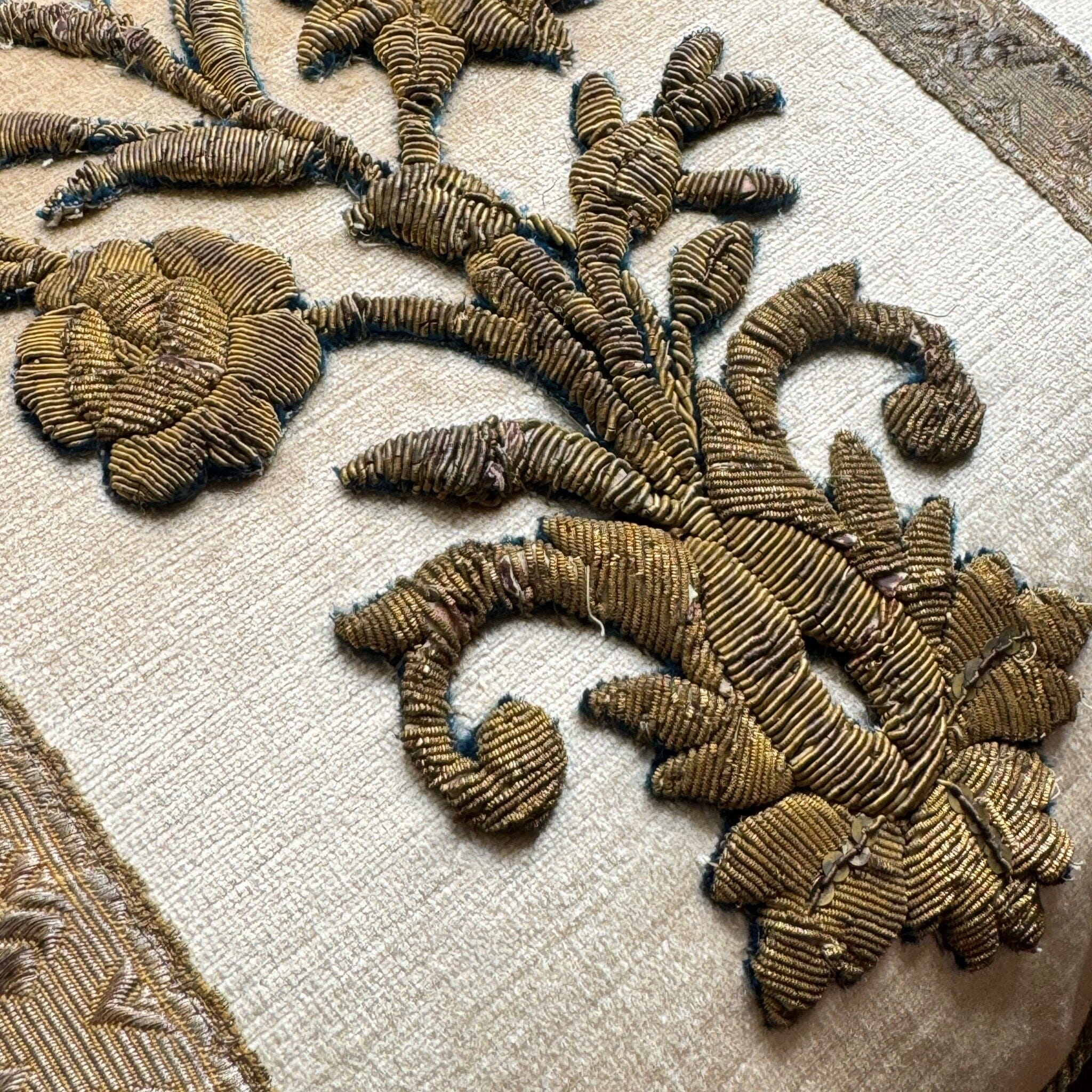 Antique Ottoman Empire Raised Gold Metallic Embroidery(#E092024 | 15 x 19") Pillow B. Viz Design