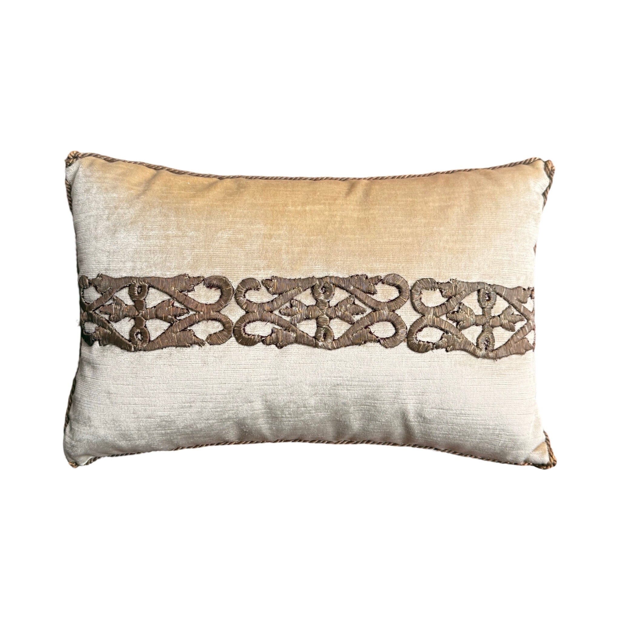 Antique Ottoman Empire Raised Metallic Embroidery (#E072123| 10 x 15") Pillows B. Viz Design