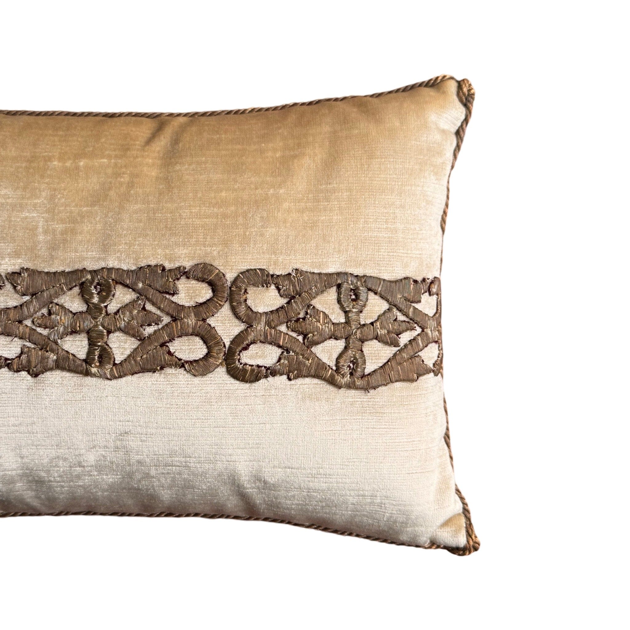 Antique Ottoman Empire Raised Metallic Embroidery (#E072123| 10 x 15") Pillows B. Viz Design