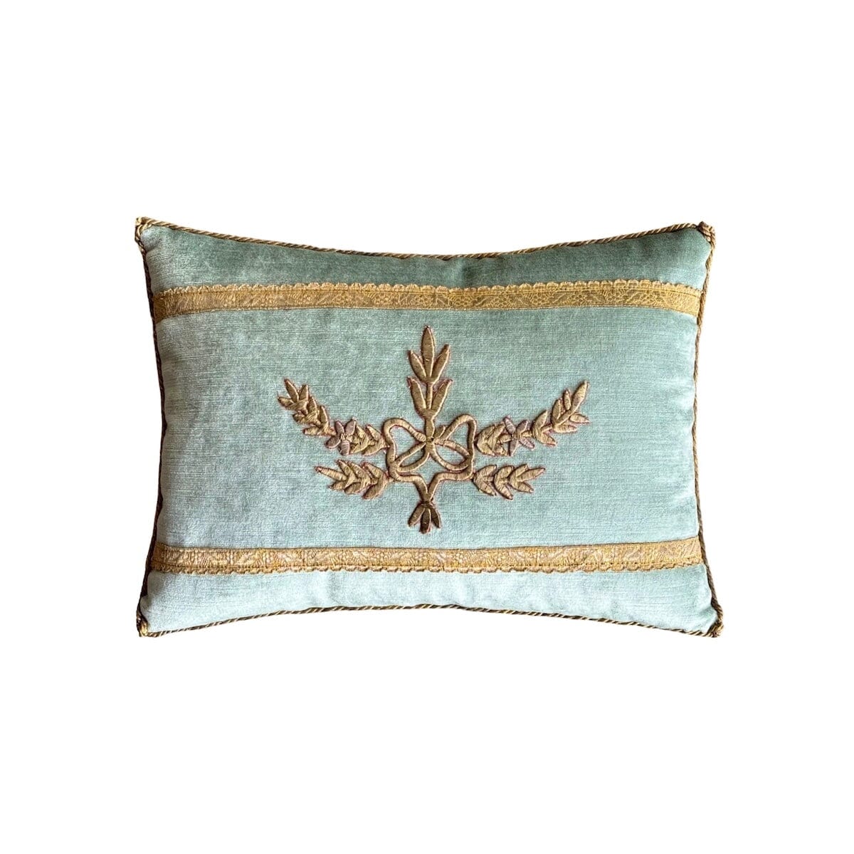 Antique Ottoman Empire Raised Silver and Gold Metallic Embroidery (#E050424A&B) | 11 x 15″ Pillow B. Viz Design