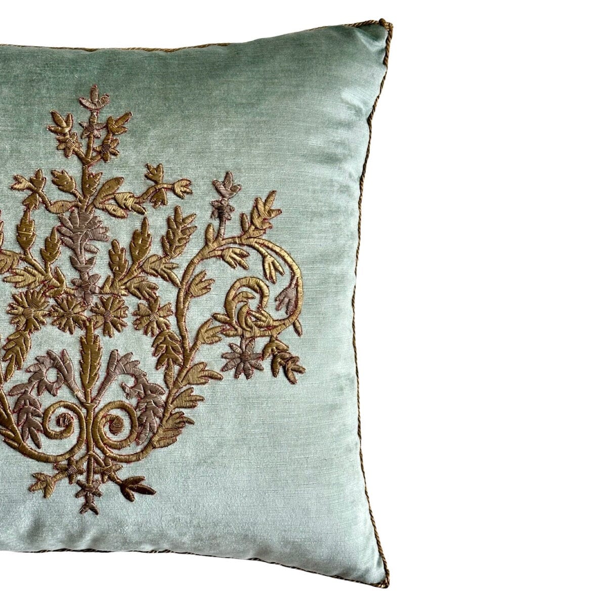Antique Ottoman Empire Raised Silver and Gold Metallic Embroidery (#E050524A&B | 21 x 21") New Pillows B. Viz Design