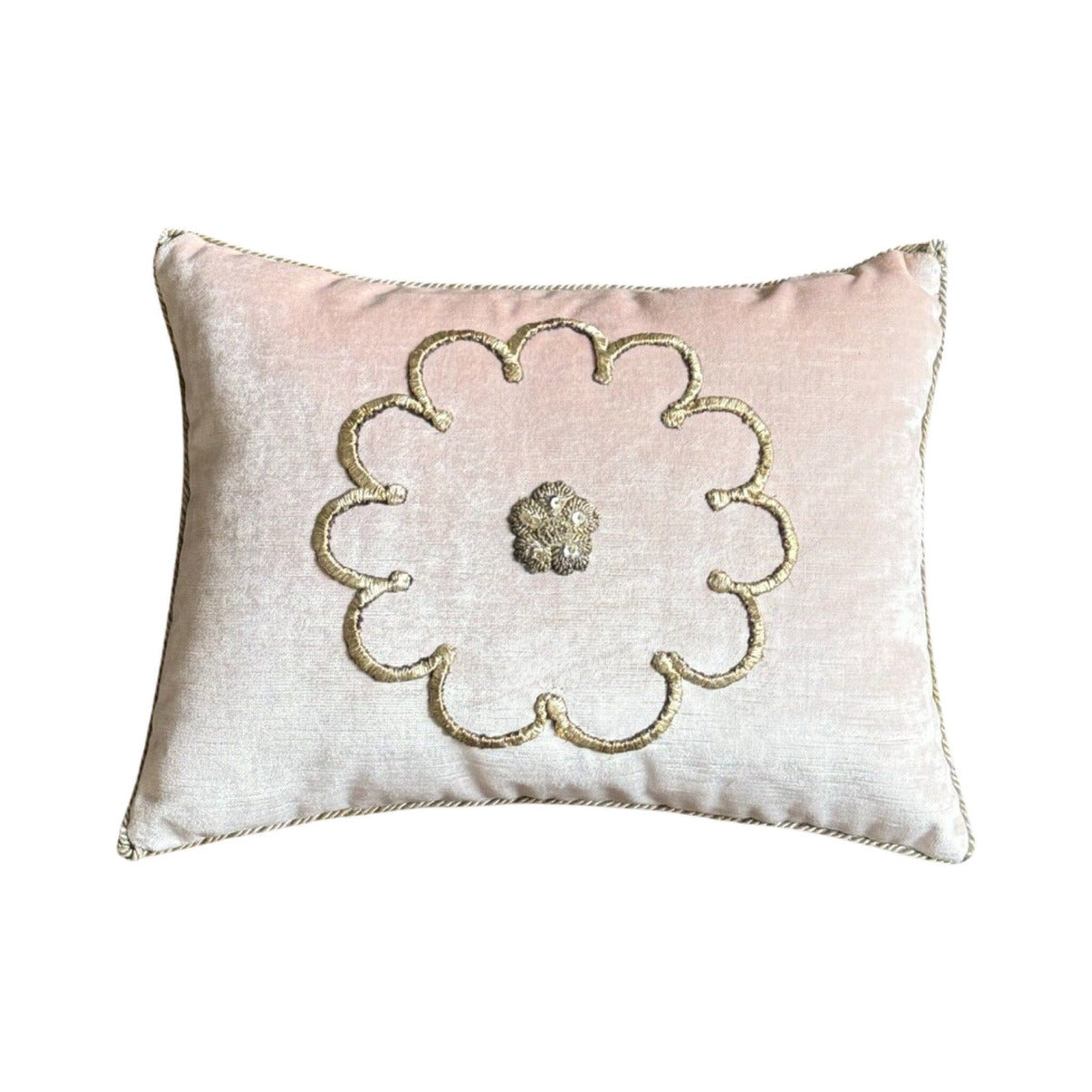 Antique Ottoman Empire Raised Silver Metallic Embroidery (#E022524A&B | 12 x 16") New Pillows B. Viz Design