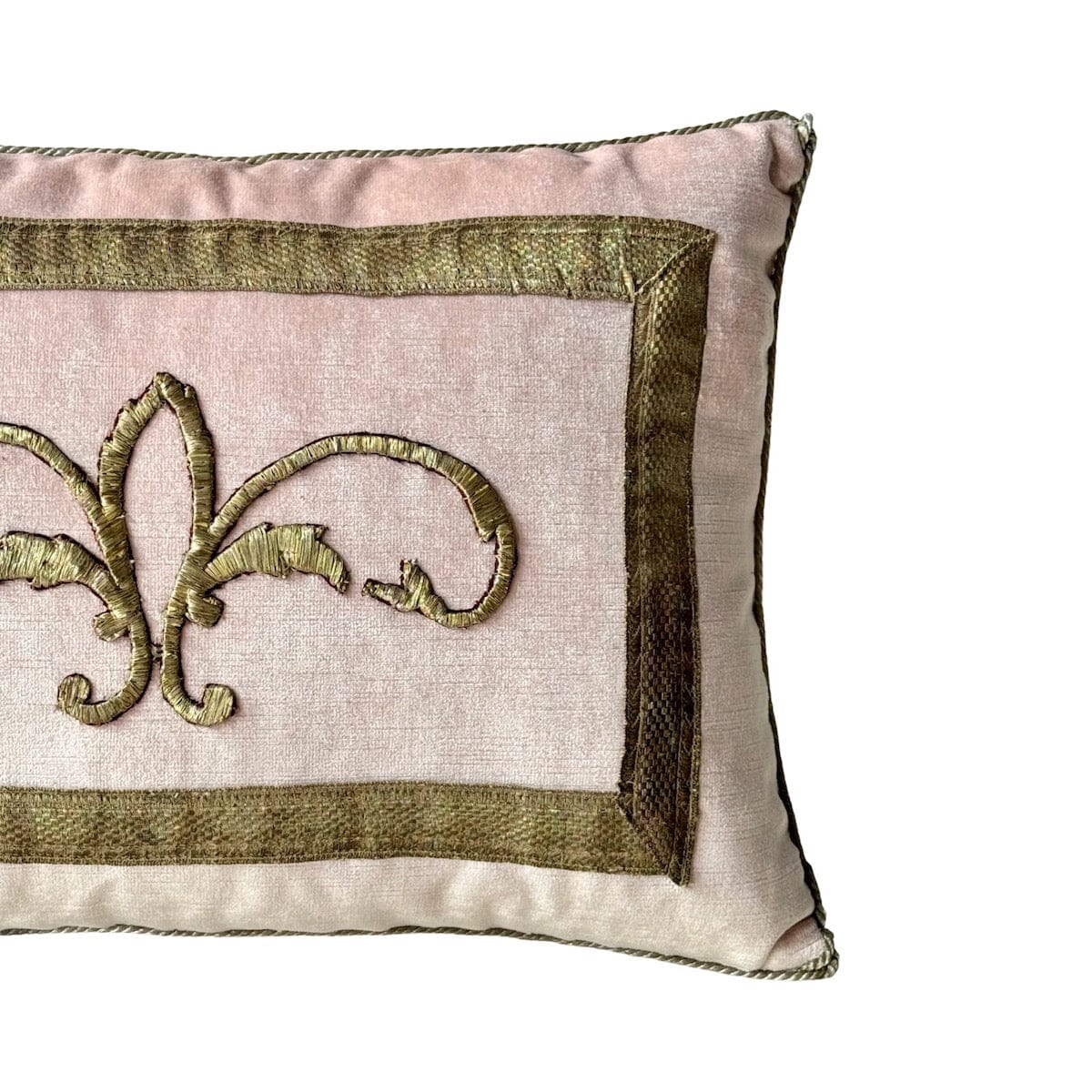 Antique Ottoman Empire Raised Silver Metallic Embroidery (#E050224A&B) | 12 1/2 x 18″ New Pillows B. Viz Design