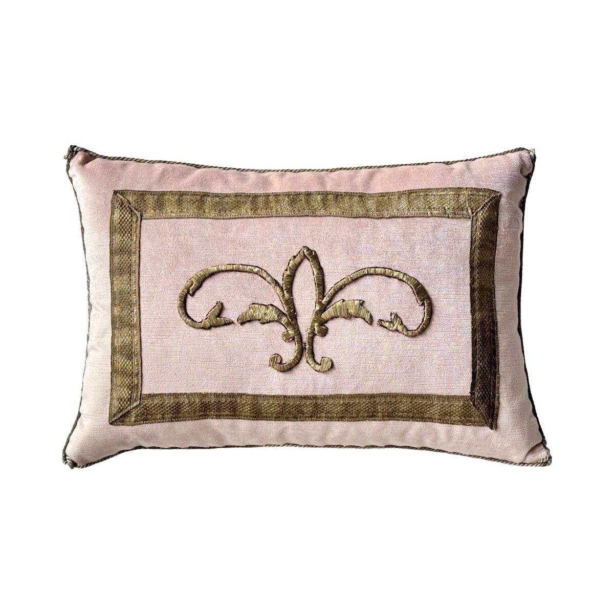 Antique Ottoman Empire Raised Silver Metallic Embroidery (#E050224A&B) | 12 1/2 x 18″ New Pillows B. Viz Design