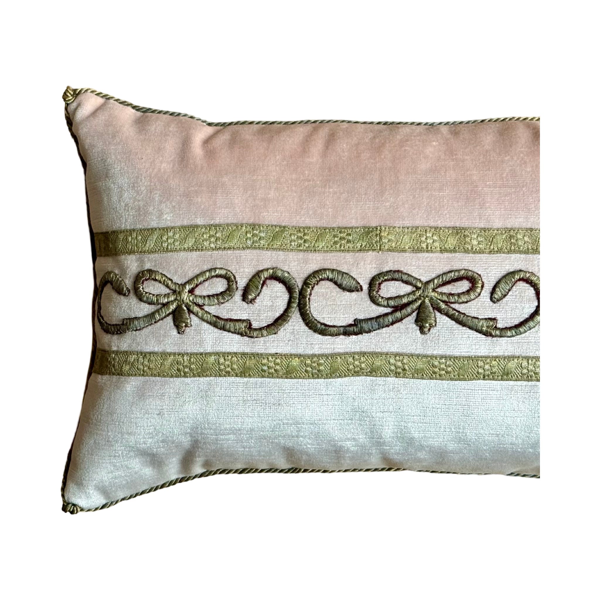 Antique Ottoman Empire Raised Silver Metallic Embroidery (#E052824A&B | 11 x 18") New Pillows B. Viz Design