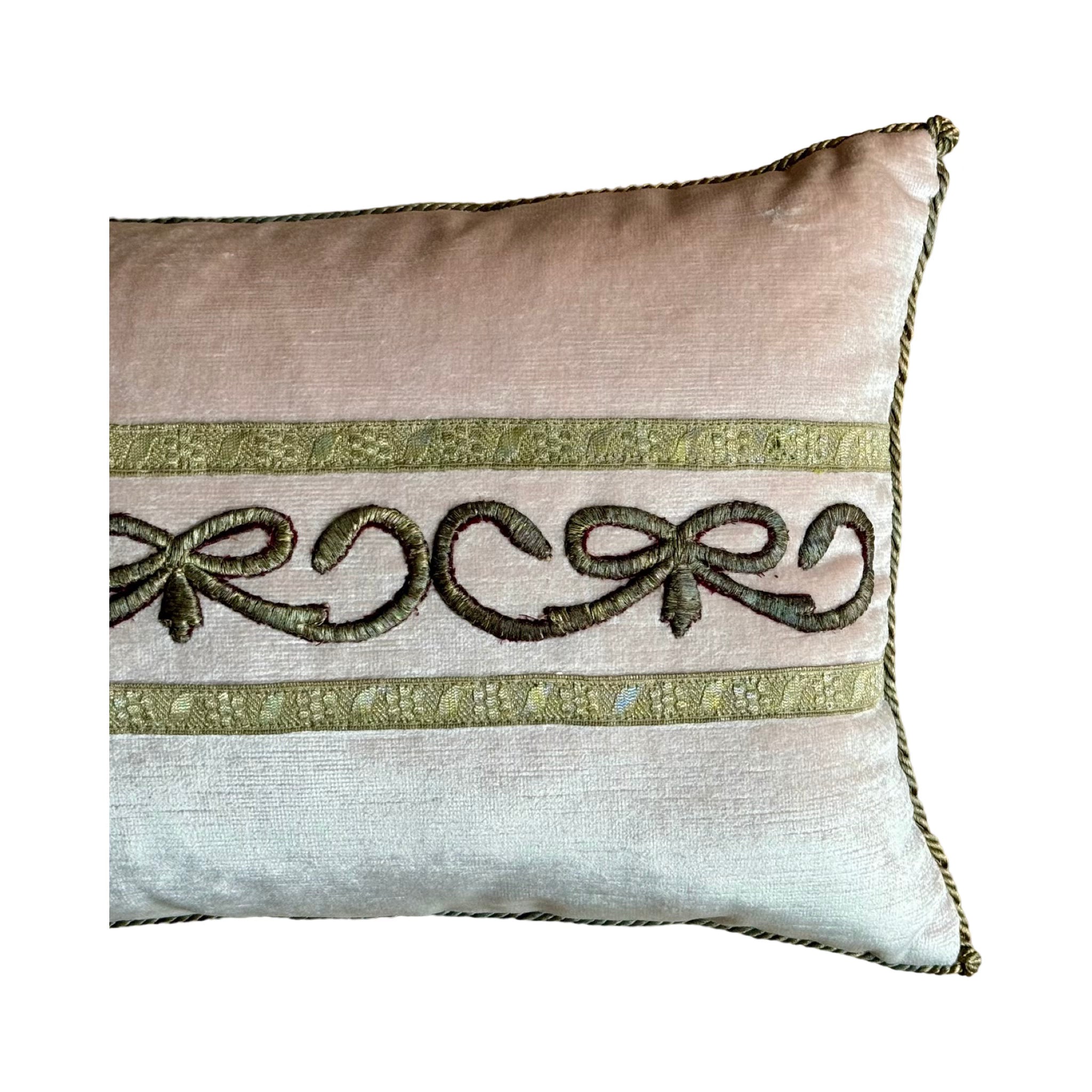 Antique Ottoman Empire Raised Silver Metallic Embroidery (#E052824A&B | 11 x 18") New Pillows B. Viz Design