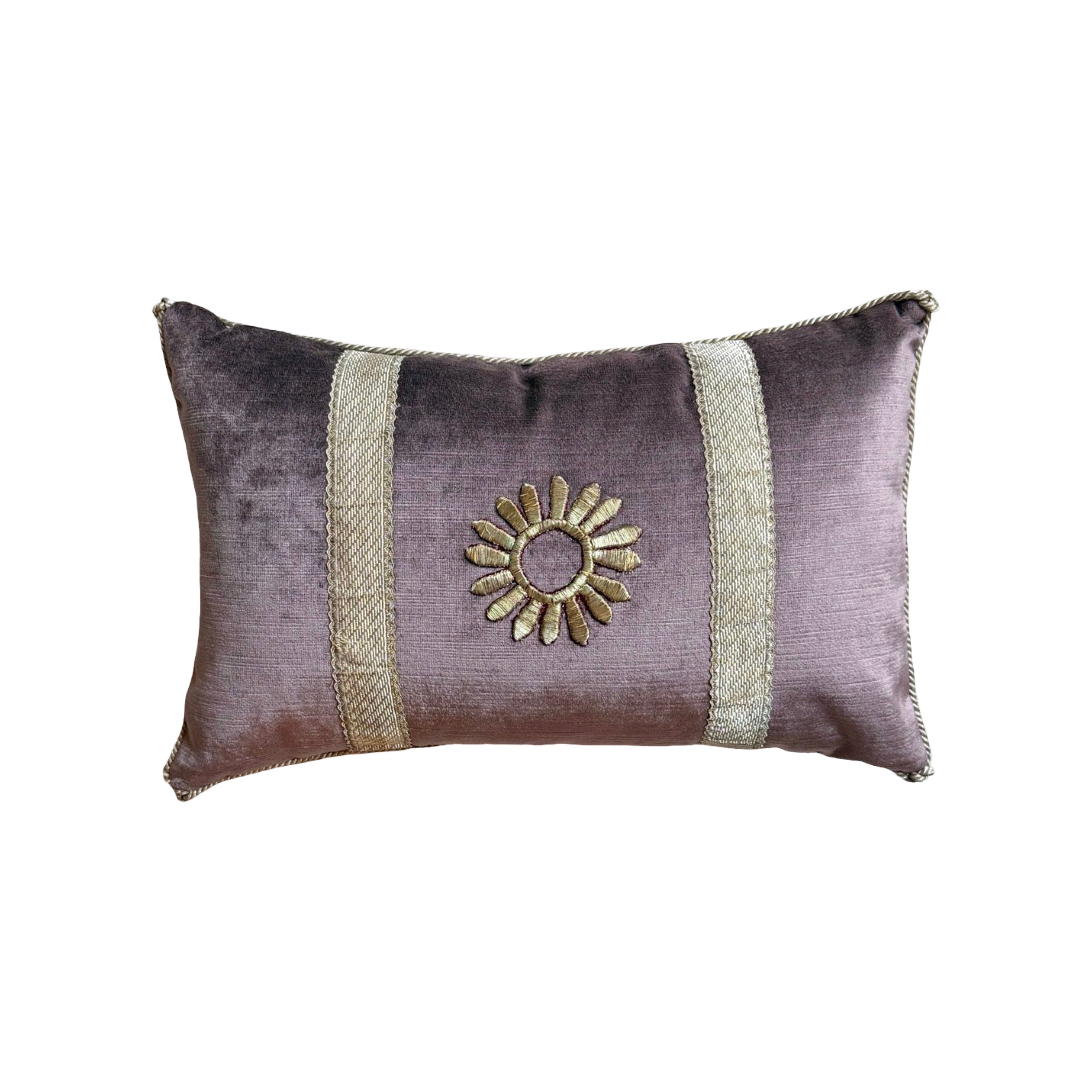 Antique Ottoman Empire Raised Silver Metallic Embroidery (#E052825 | 10 x 16") New Pillows B. Viz Design