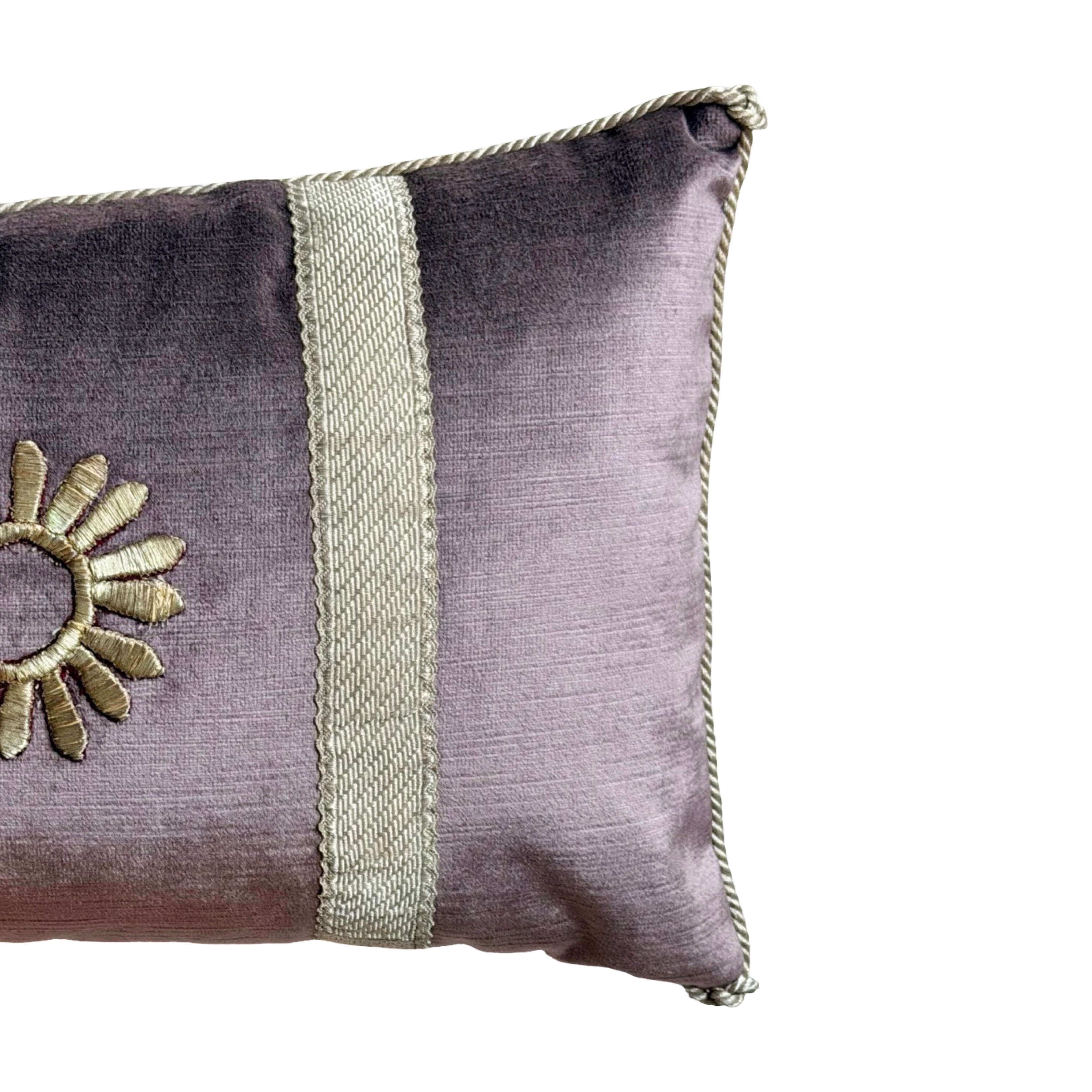 Antique Ottoman Empire Raised Silver Metallic Embroidery (#E052825 | 10 x 16") New Pillows B. Viz Design