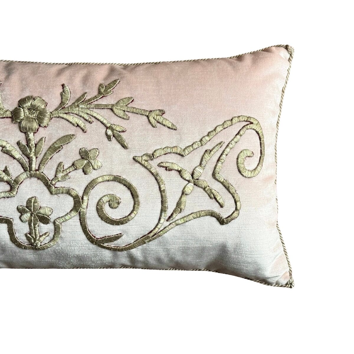 Antique Ottoman Empire Raised Silver Metallic Embroidery (#E121623 | 13 x 25") New Pillows B. Viz Design