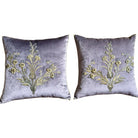 Antique Ottoman Empire Raised Silver Metallic Embroidery (#E132423A&B | 21 x 21") New Pillows B. Viz Design 