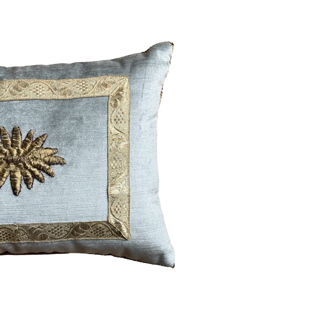 Antique Ottoman Empire Raised Silvery Gold Embroidery (#E122123 | 12 x 16") New Pillows B. Viz Design 