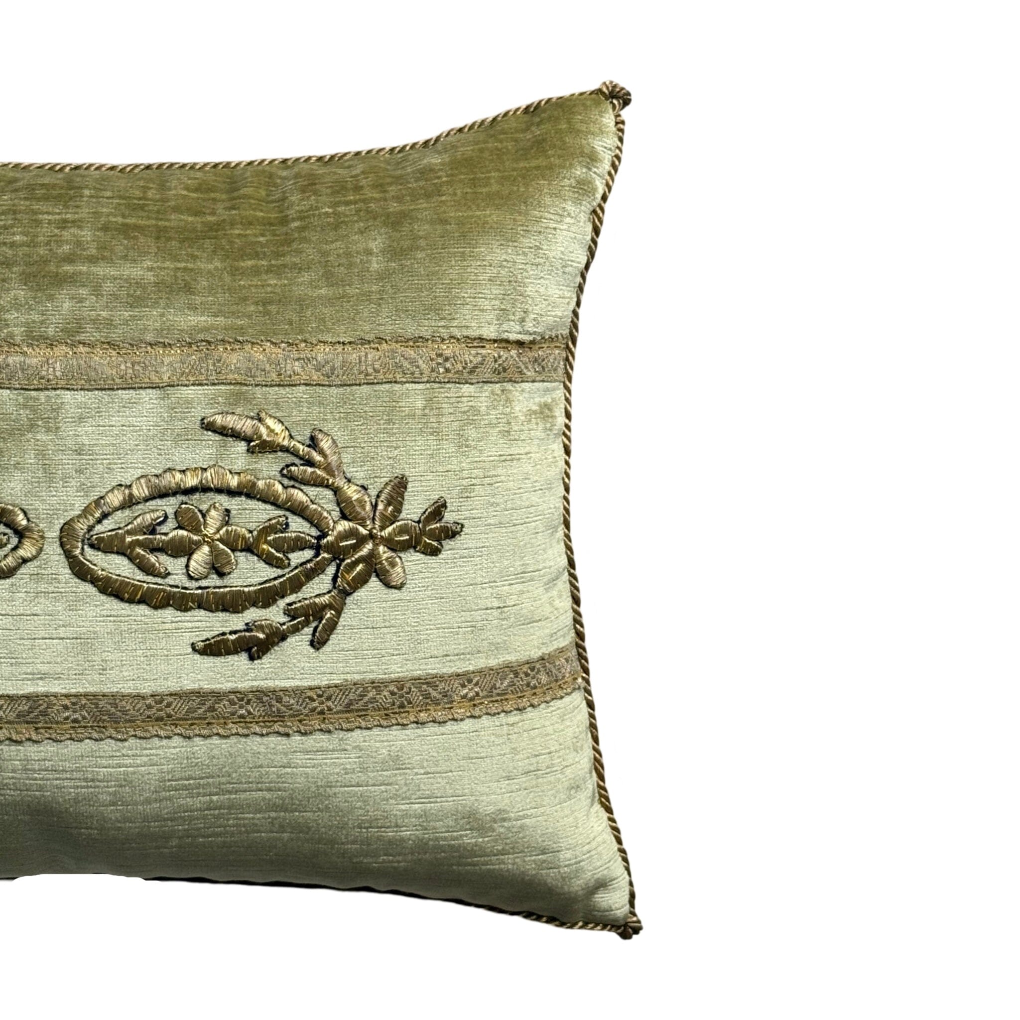 Antique Ottoman Empire Raised Silvery Gold Metallic Embroidery(#E062524 | 12 x 15.5") Pillow B. Viz Design