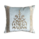 Antique Ottoman Empire Silver Embroidery on Icy Blue Velvet (#E091224A&B | 21 x 22") New Pillows B. Viz Design