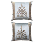 Antique Ottoman Empire Silver Embroidery on Icy Blue Velvet (#E091224A&B | 21 x 22") New Pillows B. Viz Design