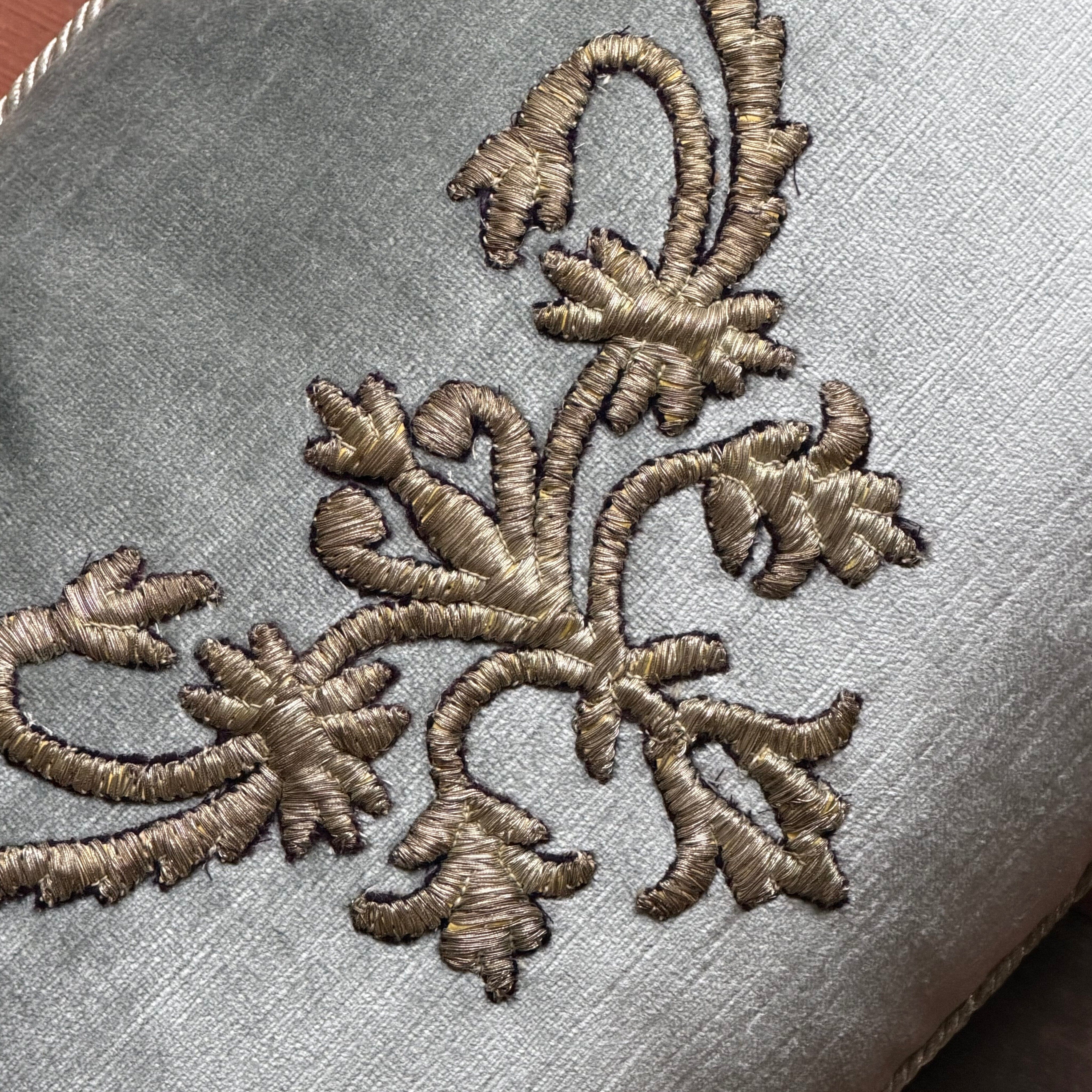 Antique Ottoman Empire Silver Metallic Embroidery (#E013126 | 11.5 x 17") New Pillows B. Viz Design