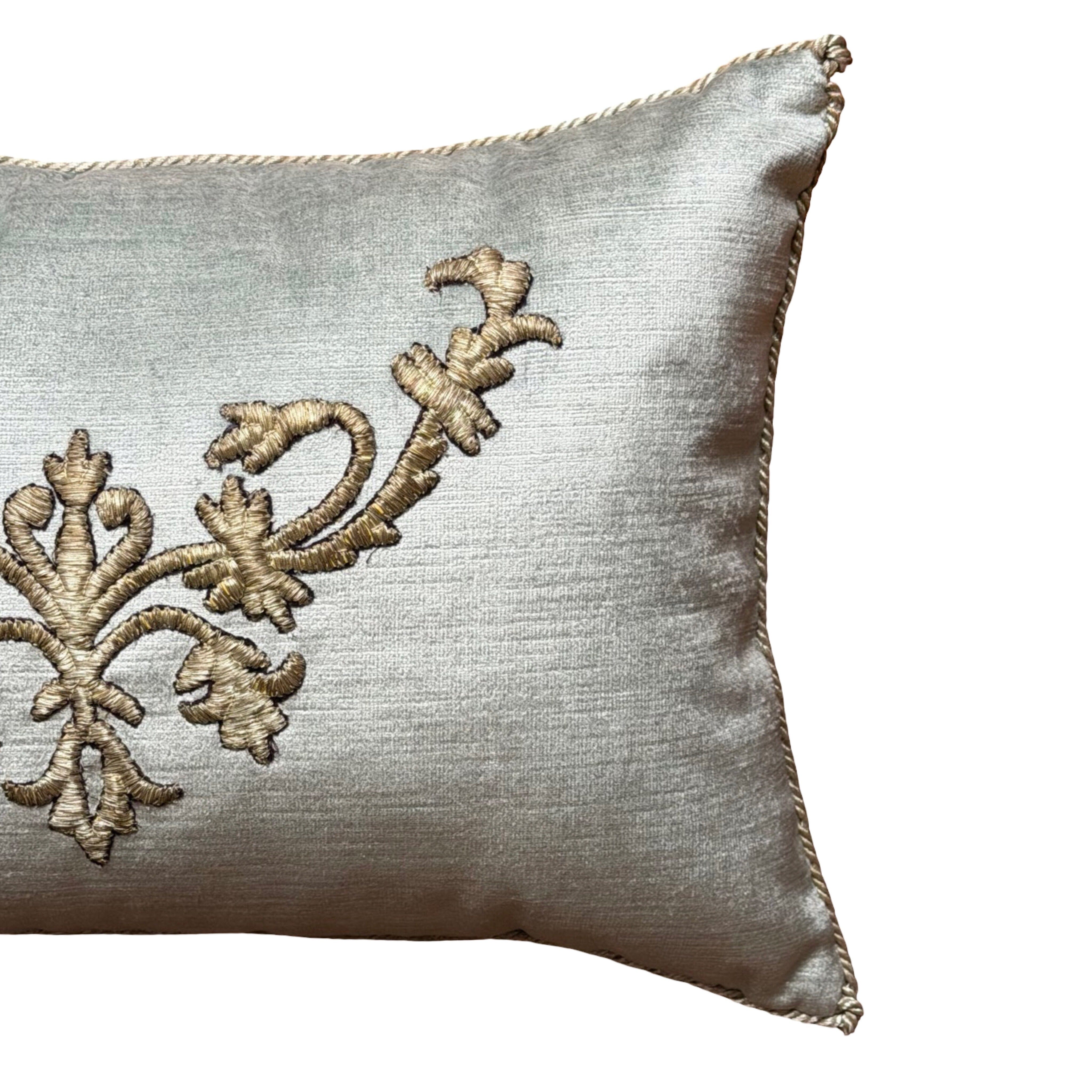 Antique Ottoman Empire Silver Metallic Embroidery (#E013126 | 11.5 x 17") New Pillows B. Viz Design