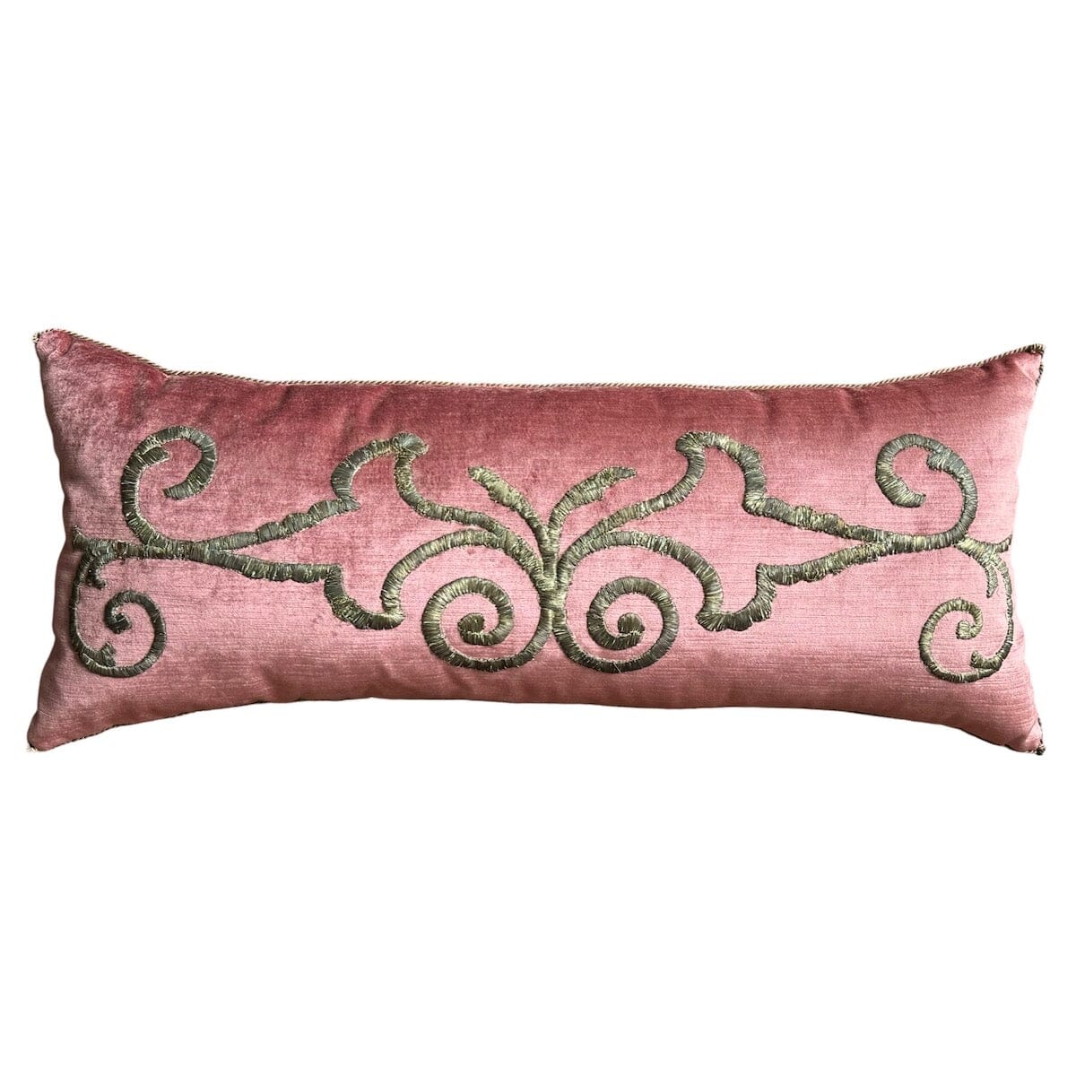 Antique Ottoman Empire Silver Metallic Embroidery (#E030224 | 13 x 31") New Pillows B. Viz Design