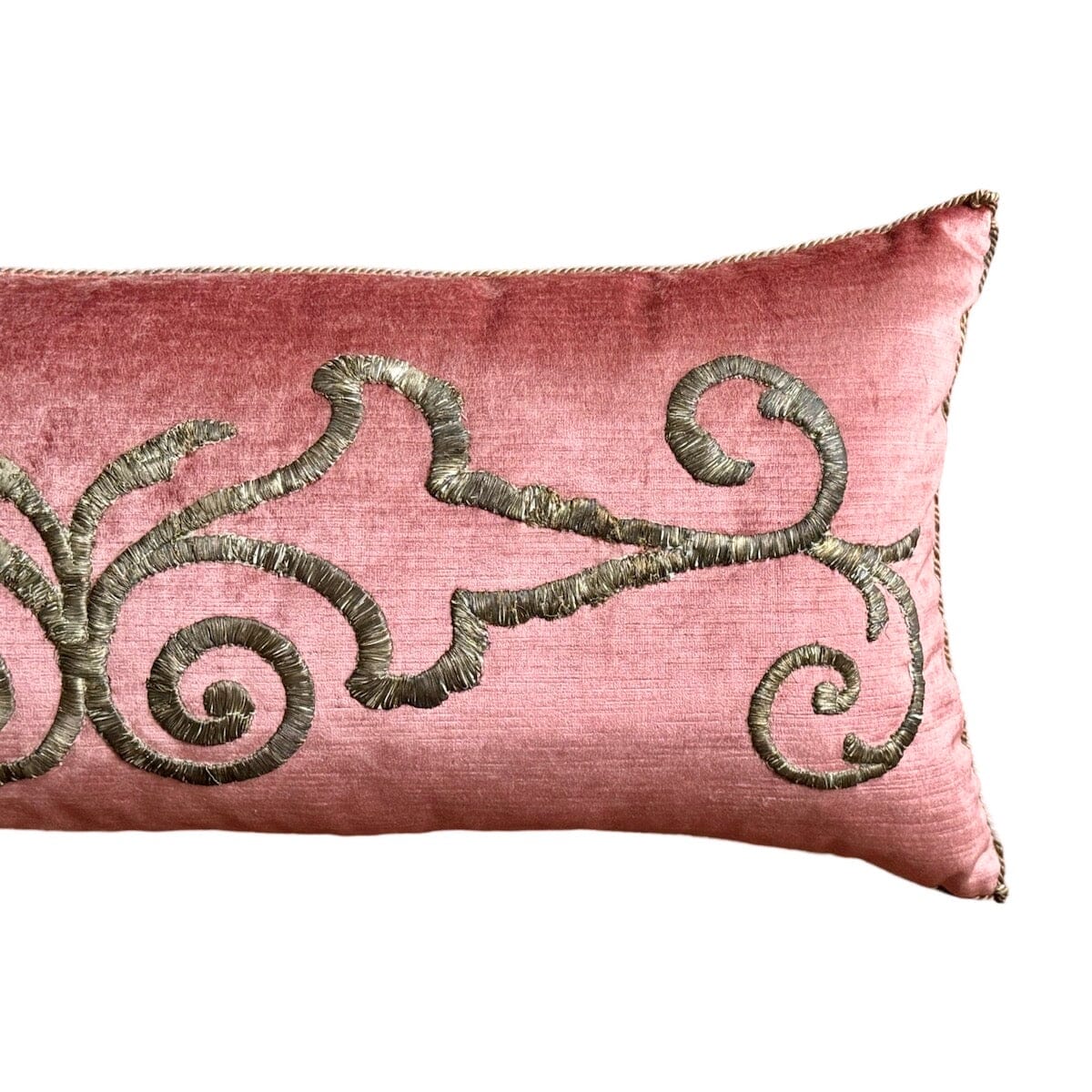 Antique Ottoman Empire Silver Metallic Embroidery (#E030224 | 13 x 31") New Pillows B. Viz Design