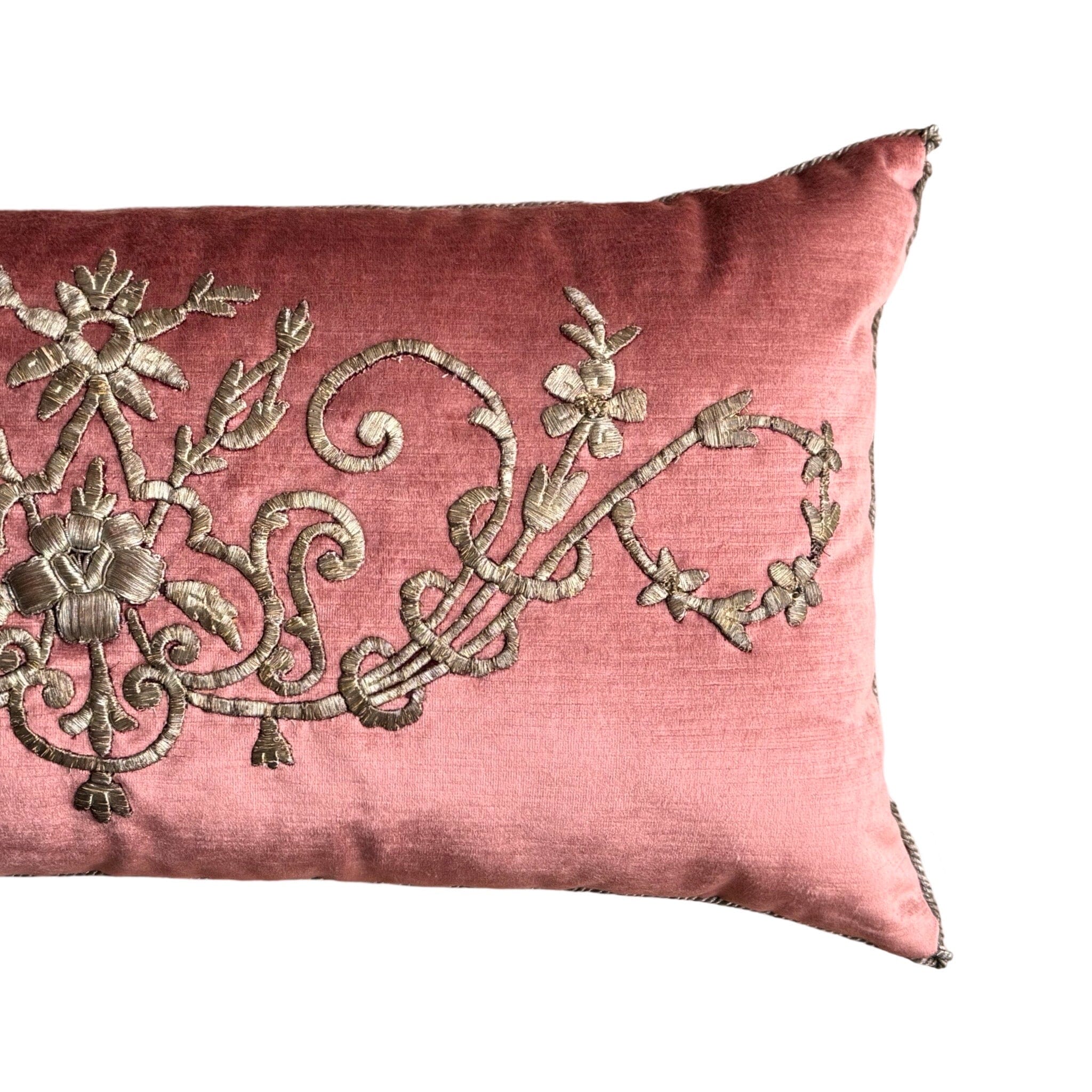 Antique Ottoman Empire Silver Metallic Embroidery (#E091424 | 15.5 x 30") New Pillows B. Viz Design