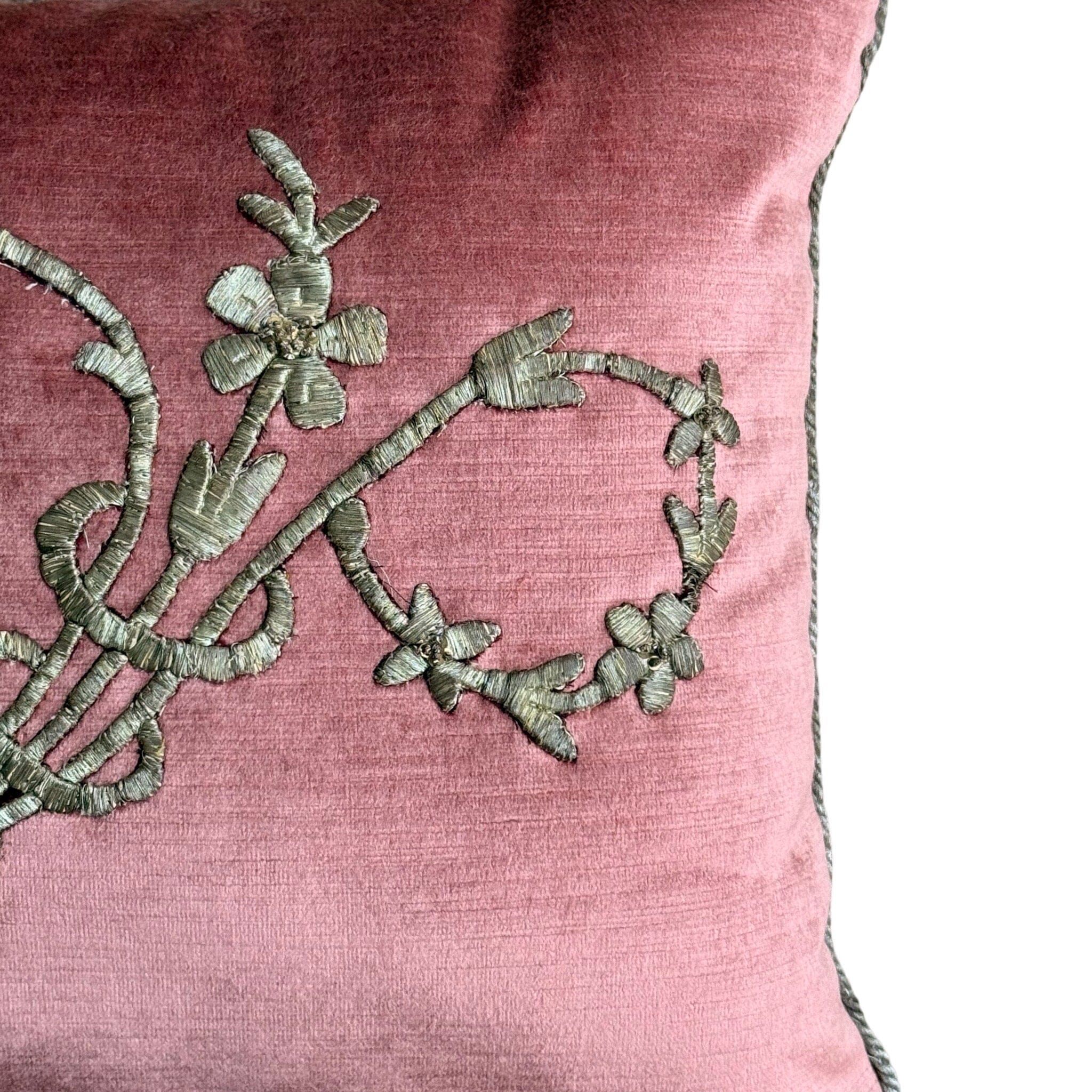 Antique Ottoman Empire Silver Metallic Embroidery (#E091424 | 15.5 x 30") New Pillows B. Viz Design