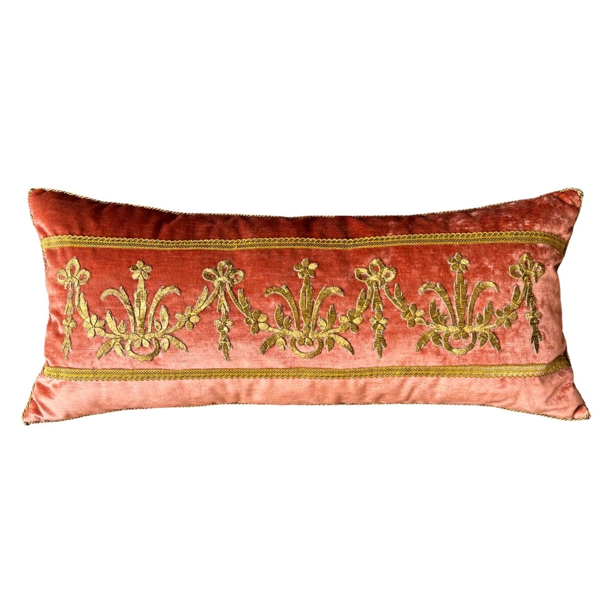 Antique Ottoman Empire with Raised Gold Metallic Embroidery (#E020824 | 16 x 30") New Pillows B. Viz Design