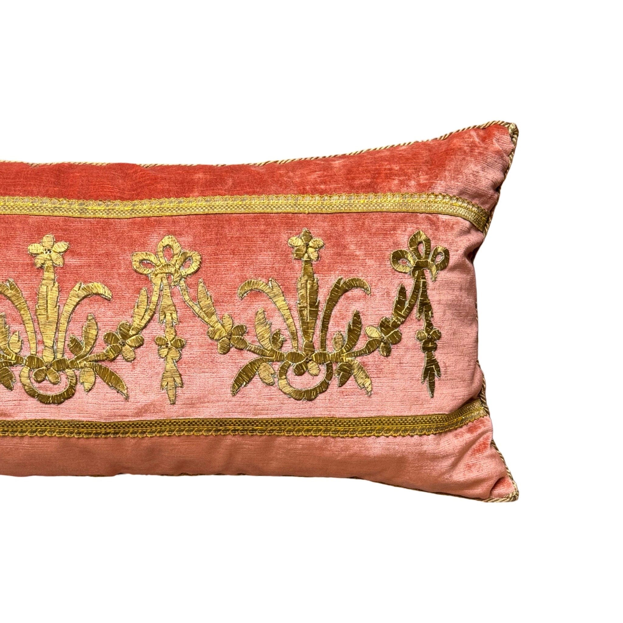 Antique Ottoman Empire with Raised Gold Metallic Embroidery (#E020824 | 16 x 30") New Pillows B. Viz Design