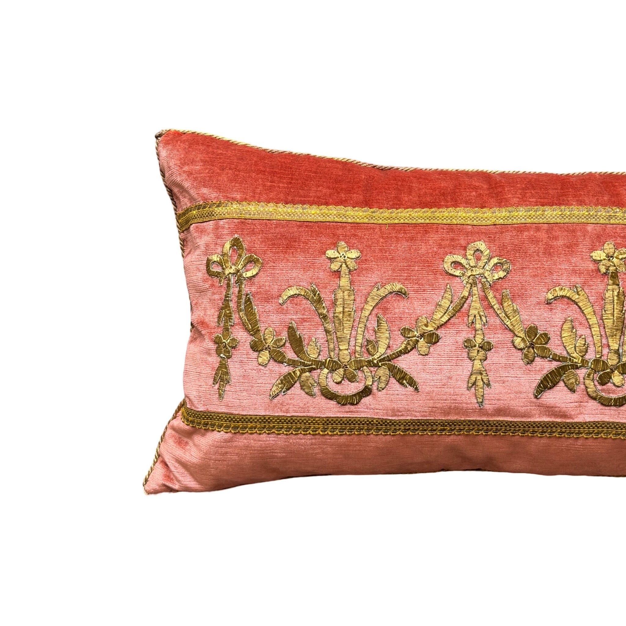 Antique Ottoman Empire with Raised Gold Metallic Embroidery (#E020824 | 16 x 30") New Pillows B. Viz Design