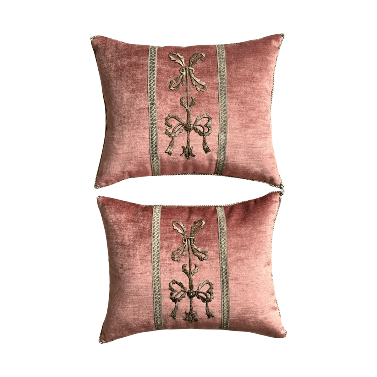 Antique Ottoman Raised Silver Metallic Embroidery (#E120523A&B | 12x 15") New Pillows B. Viz Design