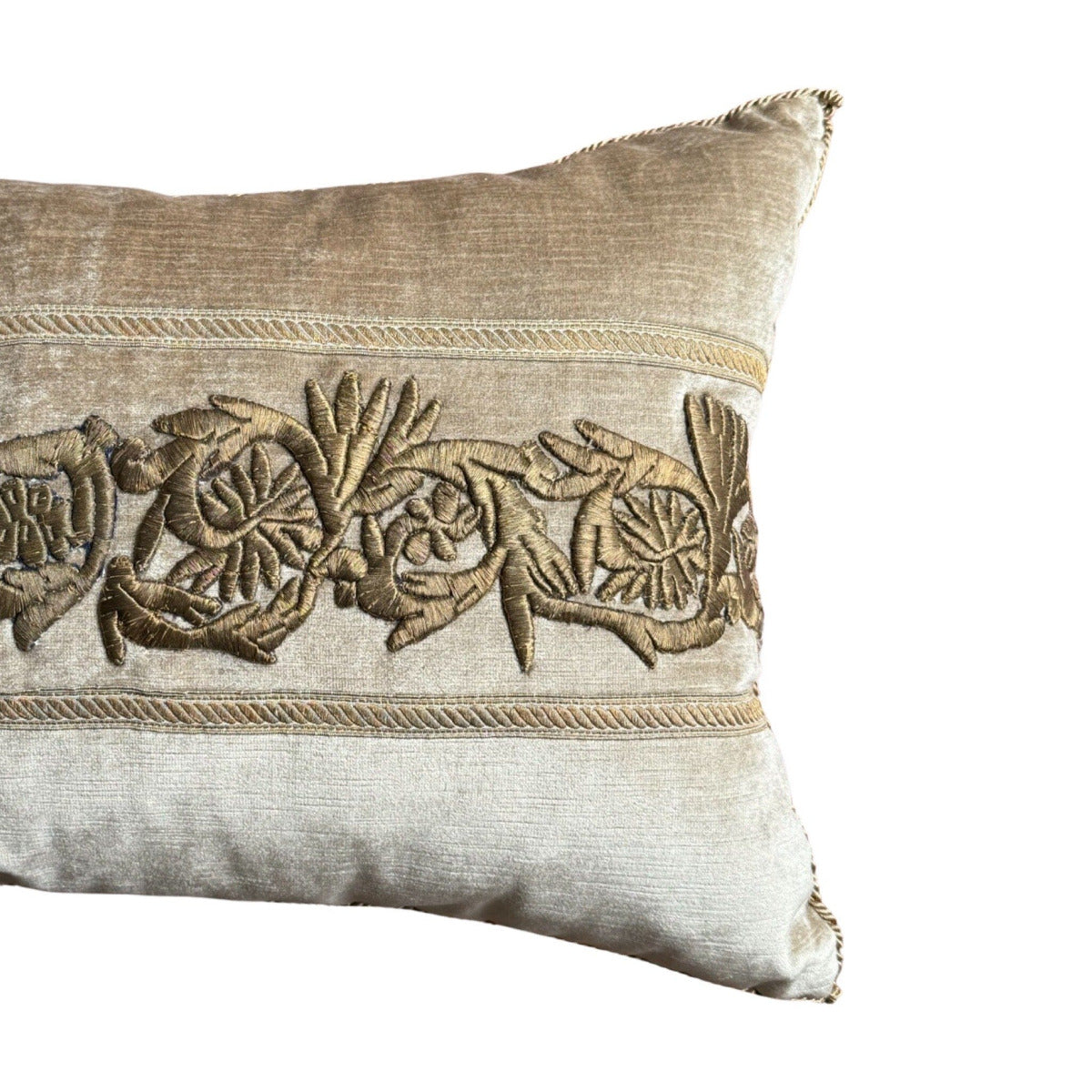 Antique Raised Dark Gold Metallic Embroidery (#E020224 | 16 x 35") New Pillows B. Viz Design
