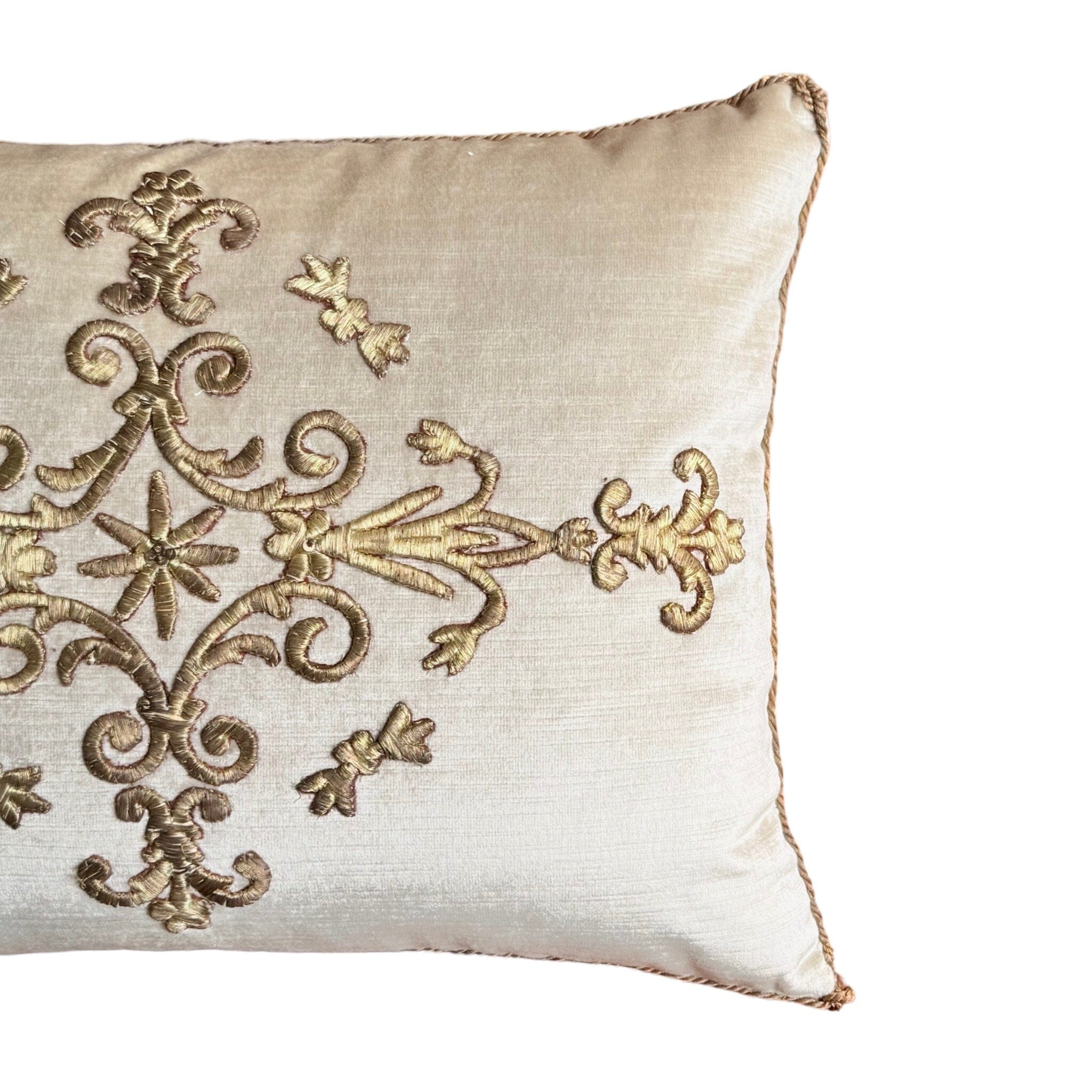 Antique Raised Gold Ottoman Empire Embroidery (#E101124A&B | 15 x 19.5") New Pillows B. Viz Design