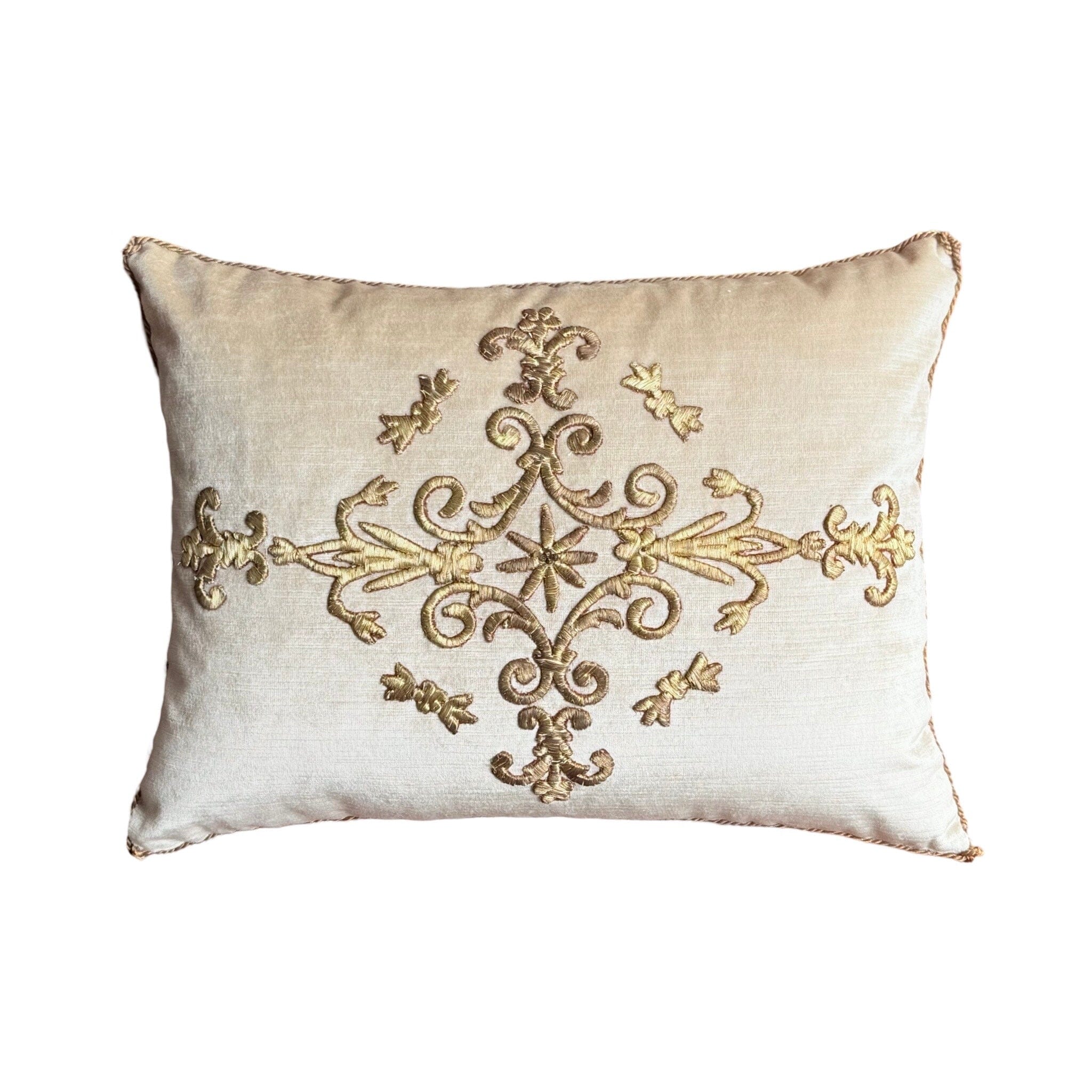 Antique Raised Gold Ottoman Empire Embroidery (#E101124A&B | 15 x 19.5") New Pillows B. Viz Design