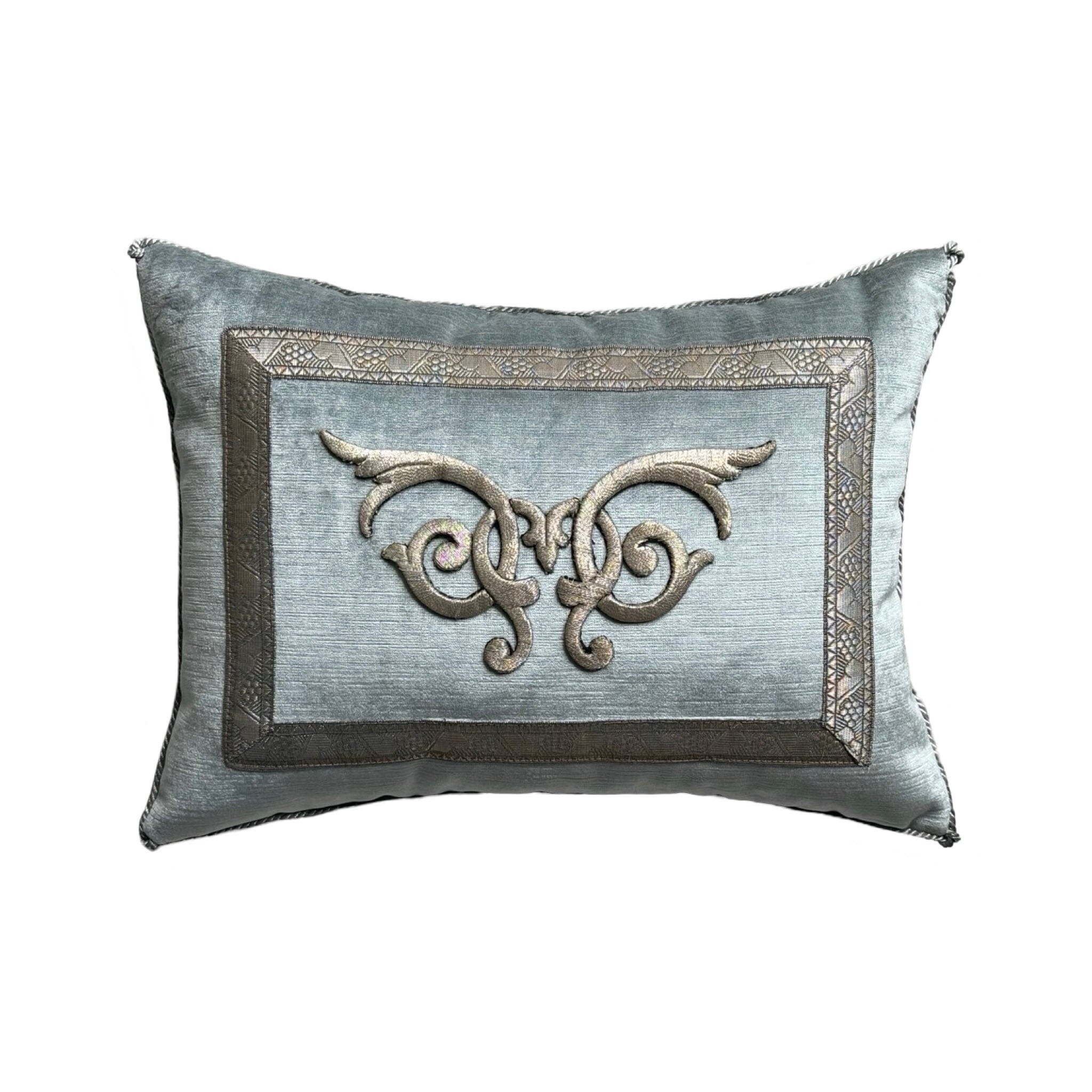 Antique Raised Silver Metallic Embroidery(#E072624 | 12.5 x 17") Pillow B. Viz Design
