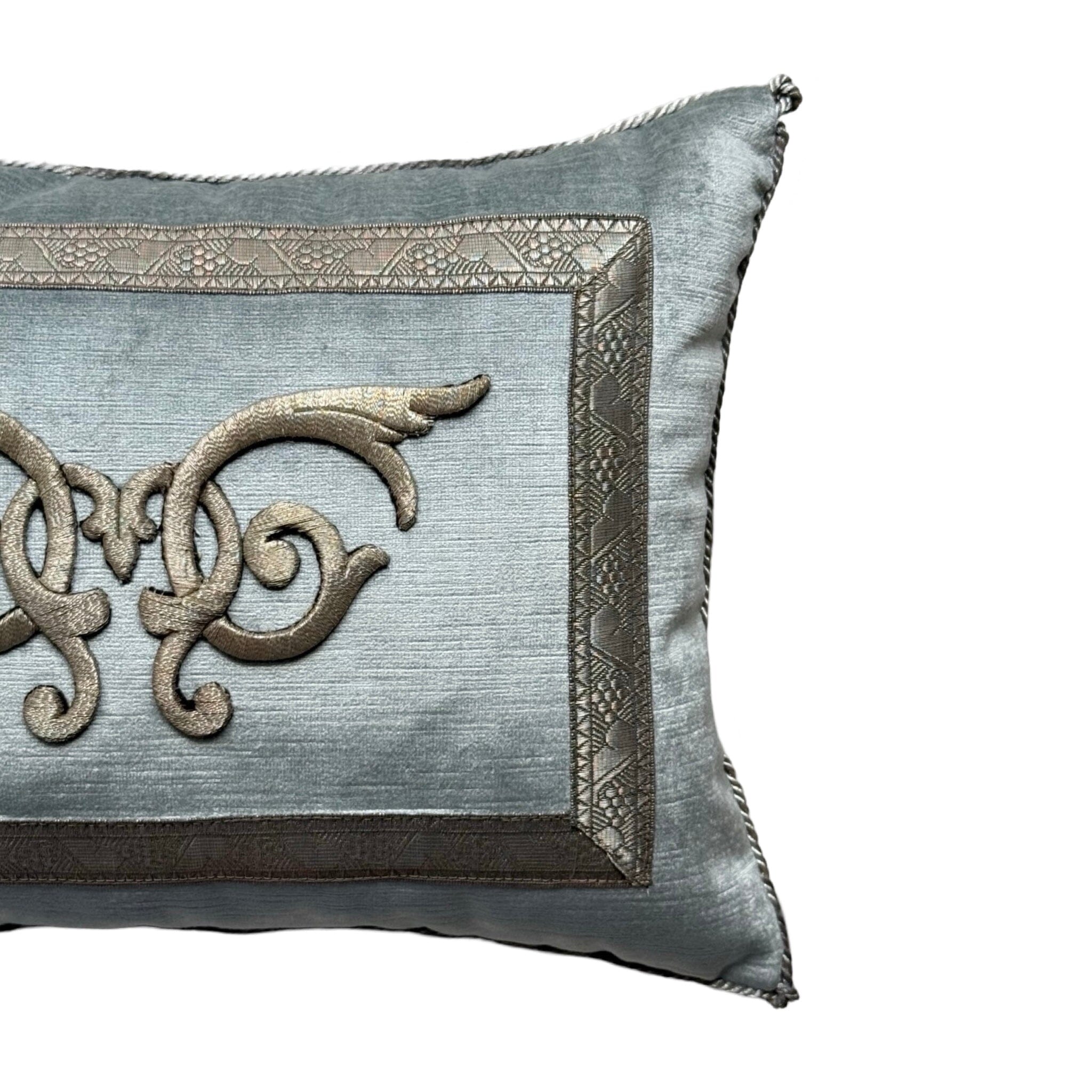 Antique Raised Silver Metallic Embroidery(#E072624 | 12.5 x 17") Pillow B. Viz Design
