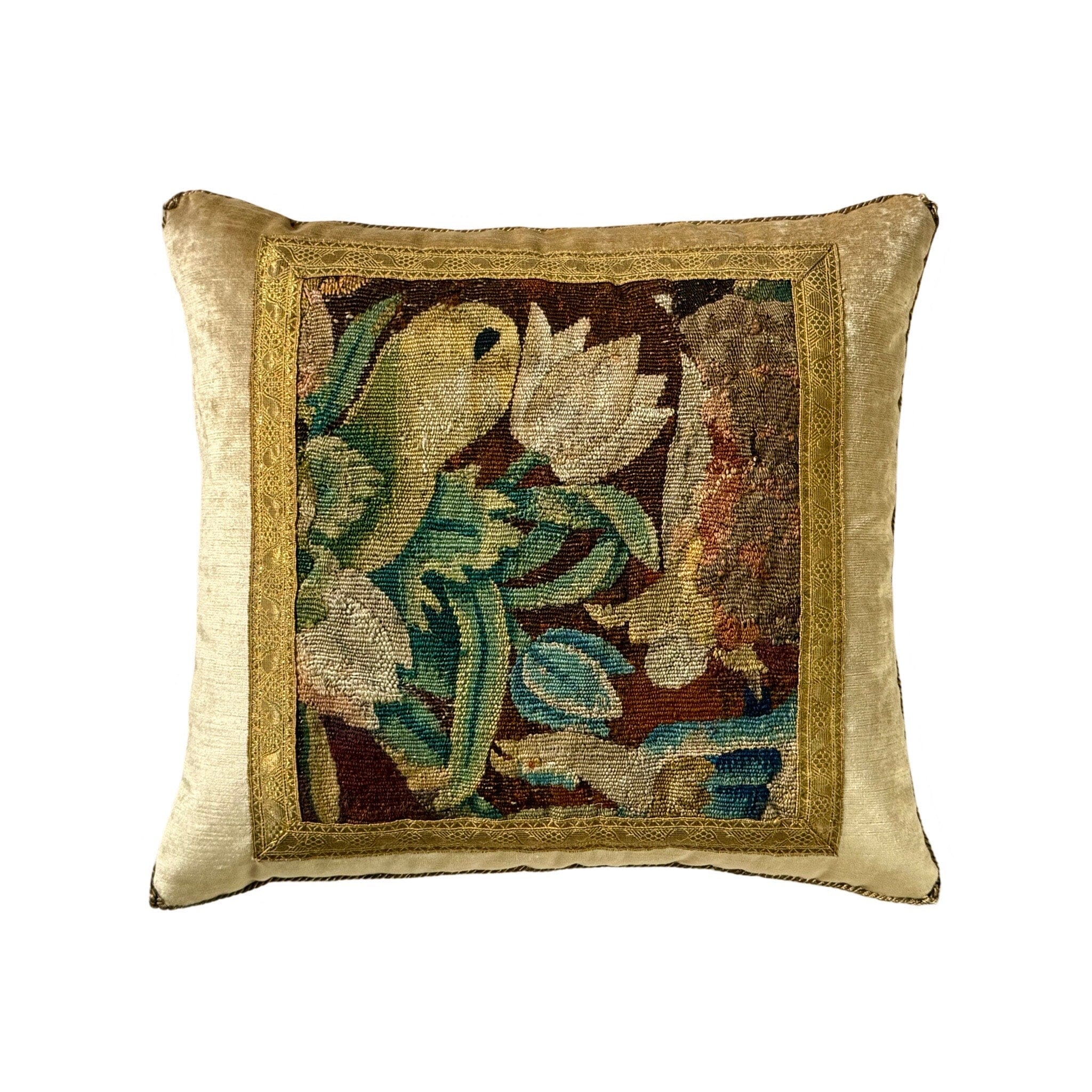 Antique Tapestry Fragment (#T072024 | 16.5 x 18") New Pillows B. Viz Design