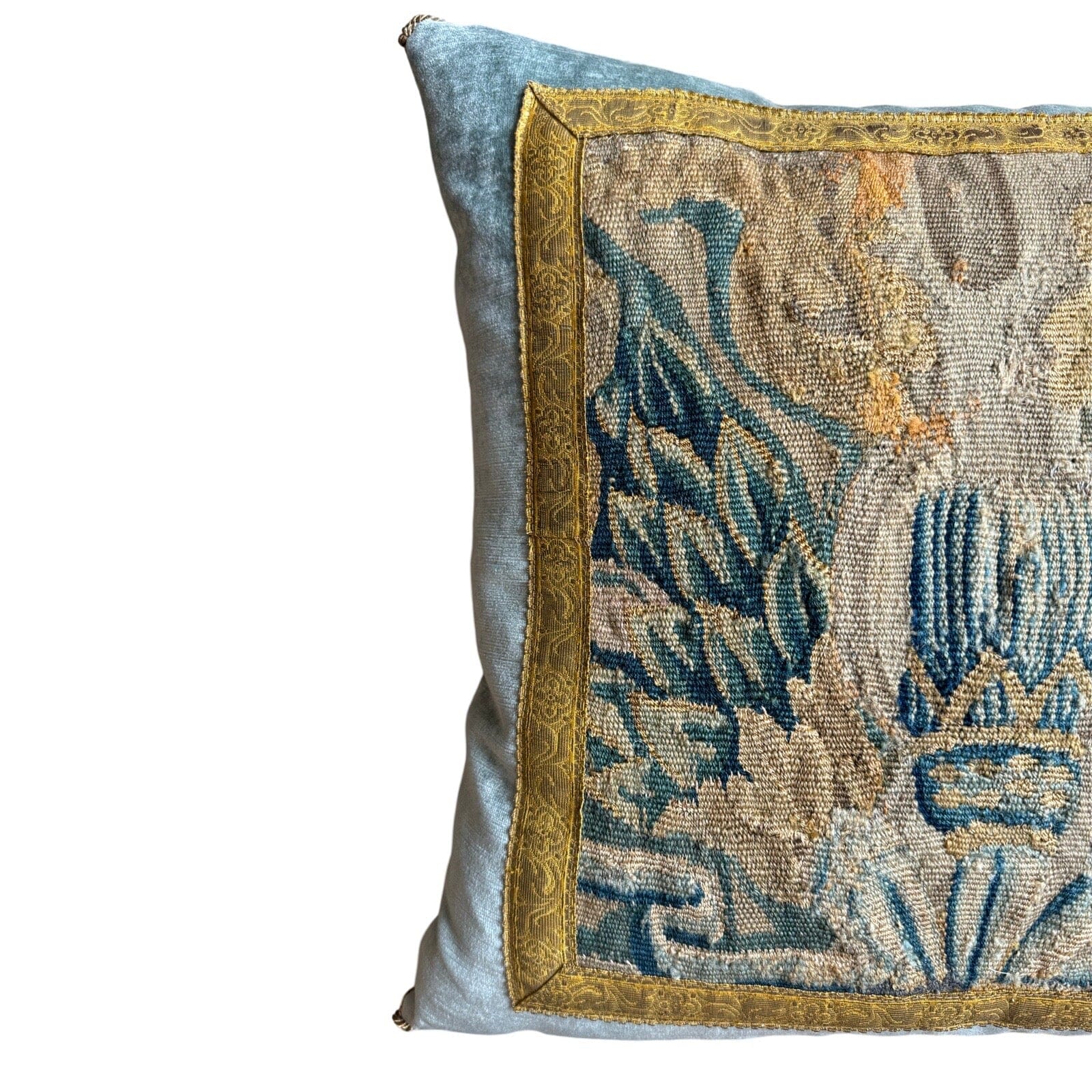 Antique Tapestry Fragment (#T092924A | 20.5 x 20.5") New Pillows B. Viz Design