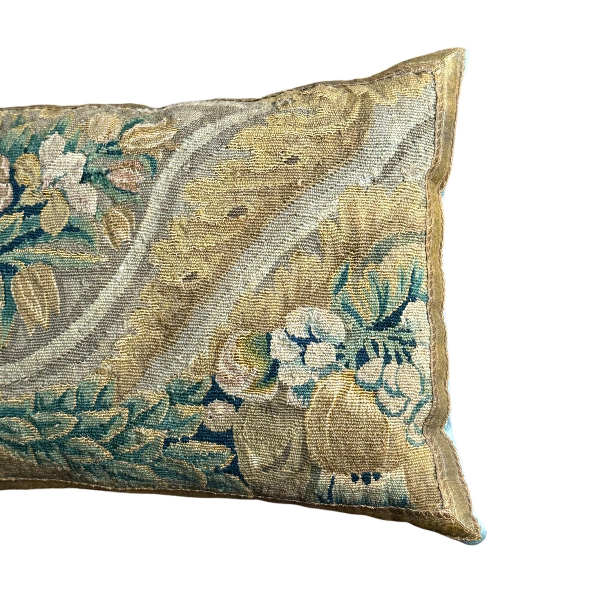 Antique Tapestry Fragment (#T100124 | 17 x 38.5") New Pillows B. Viz Design