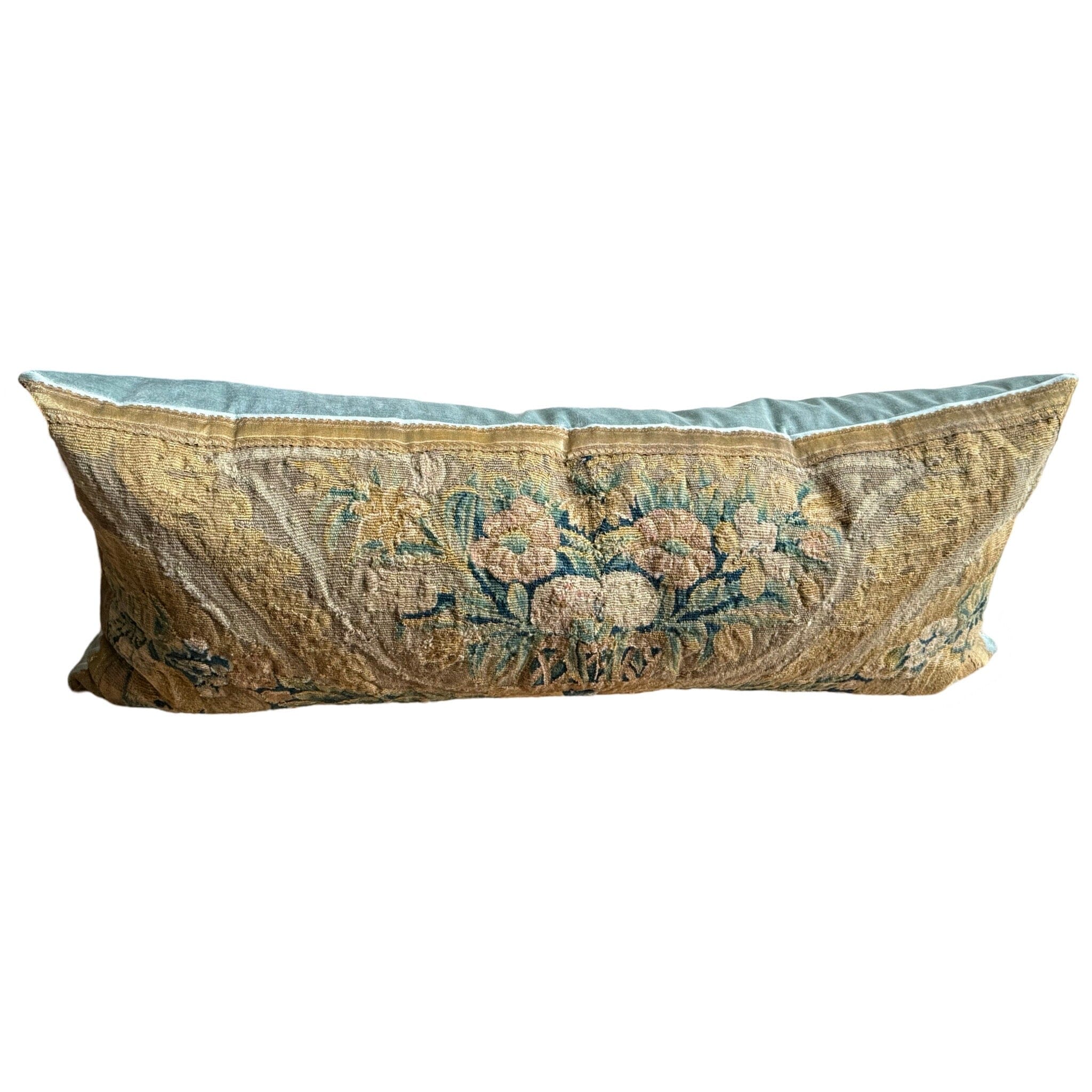 Antique Tapestry Fragment (#T100124 | 17 x 38.5") New Pillows B. Viz Design
