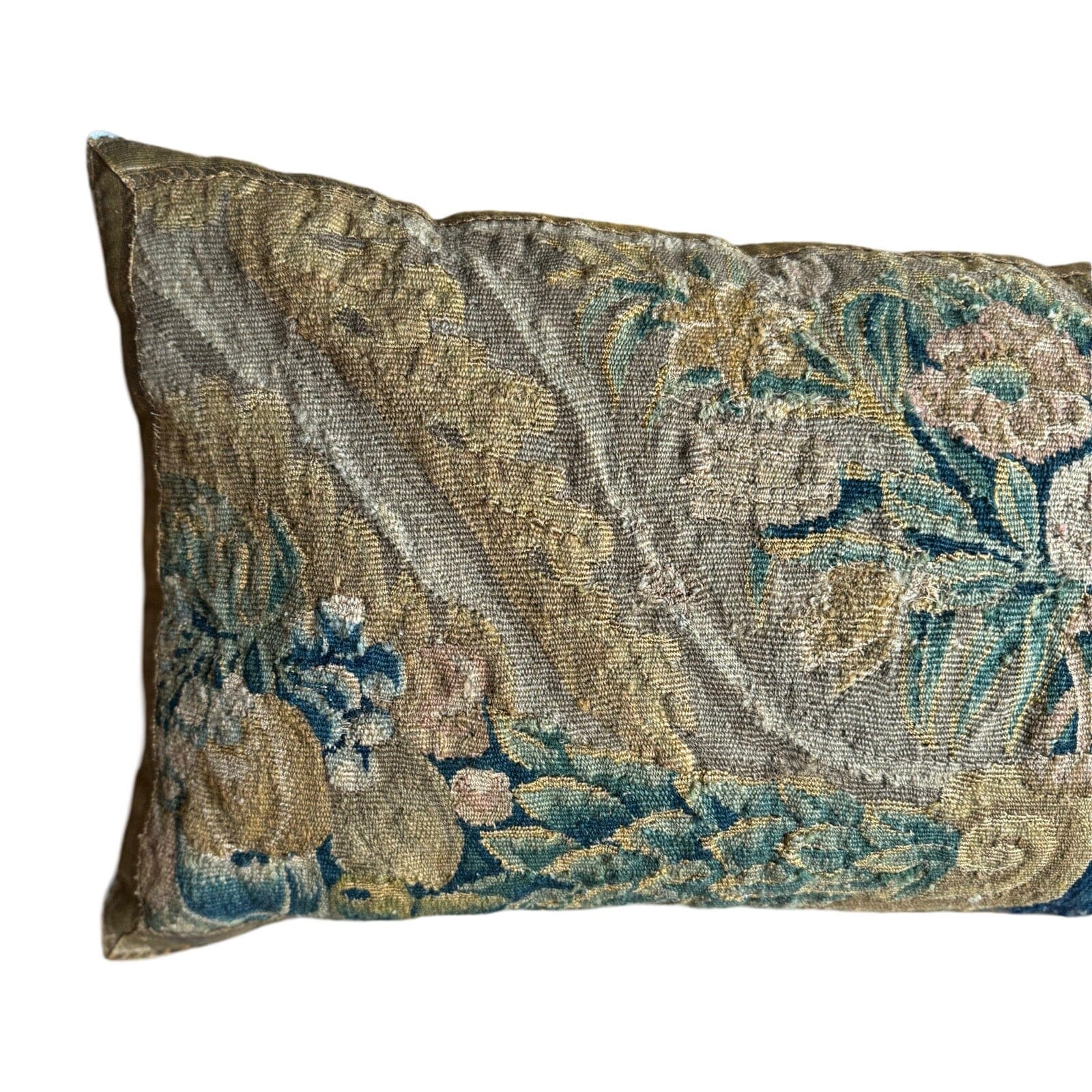 Antique Tapestry Fragment (#T100124 | 17 x 38.5") New Pillows B. Viz Design