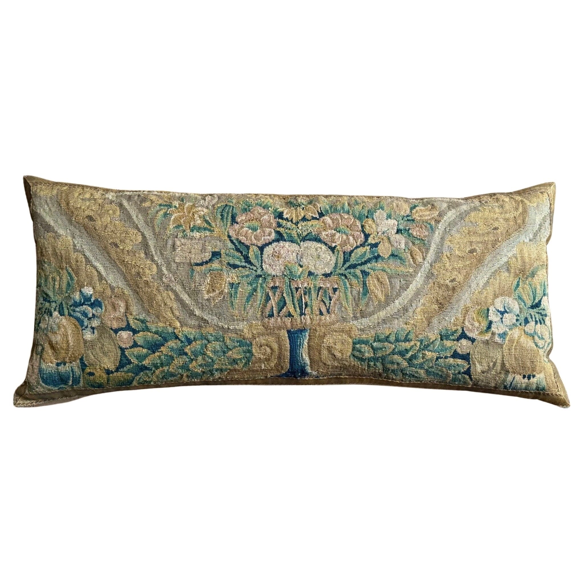 Antique Tapestry Fragment (#T100124 | 17 x 38.5") New Pillows B. Viz Design