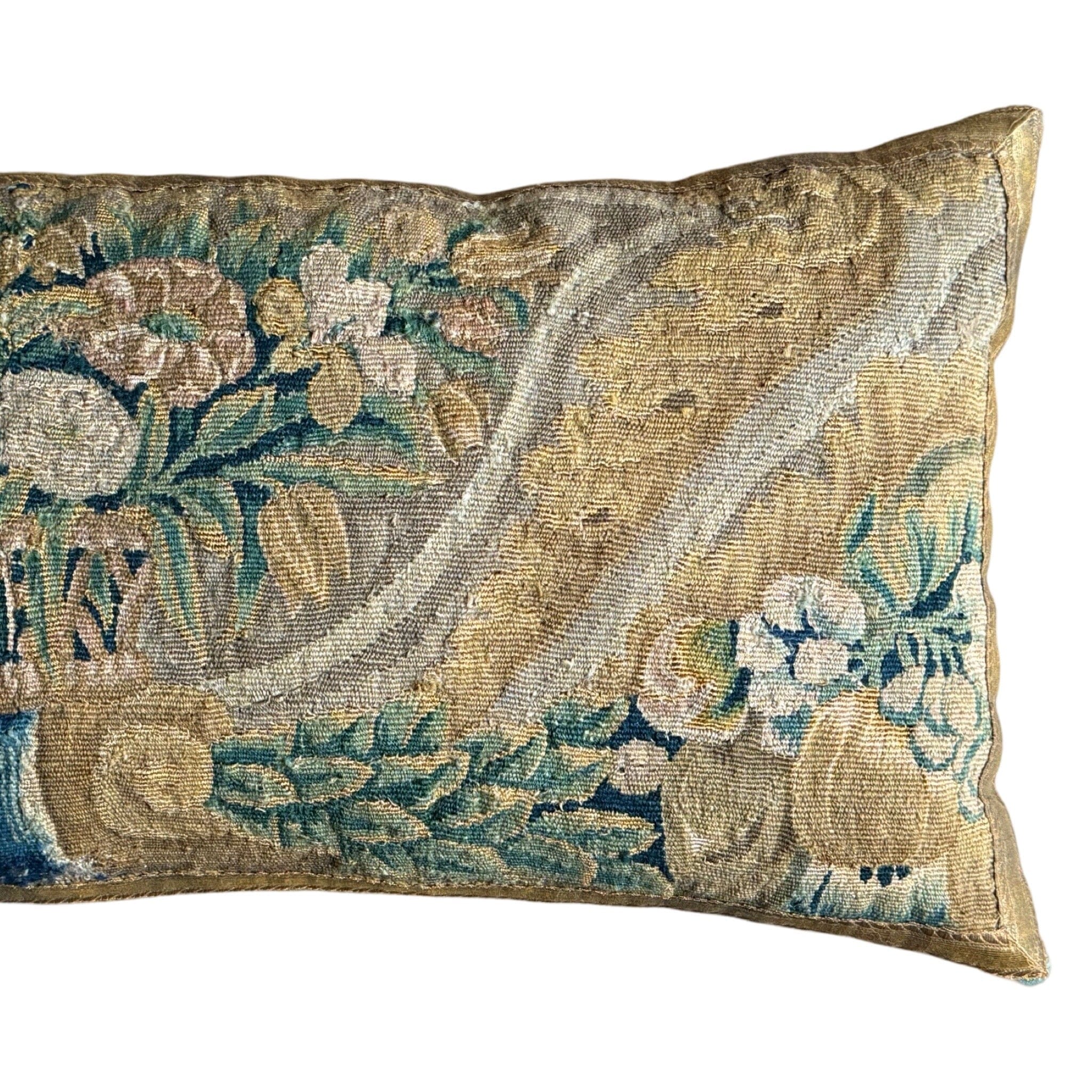 Antique Tapestry Fragment (#T100124 | 17 x 38.5") New Pillows B. Viz Design