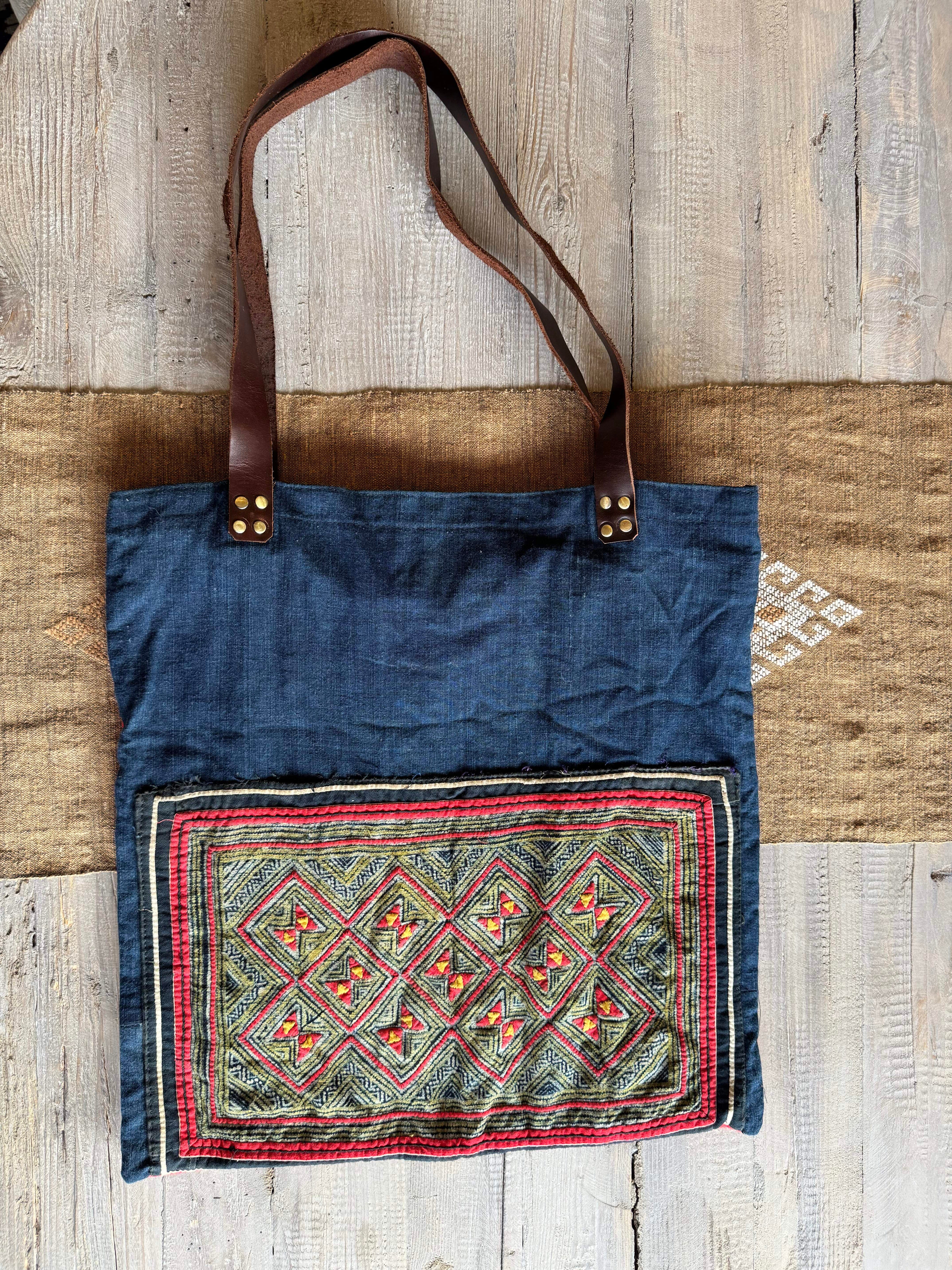 Bag Created from Vintage Hmong Tribe Textile Bag Baanpueng Handmade Shop