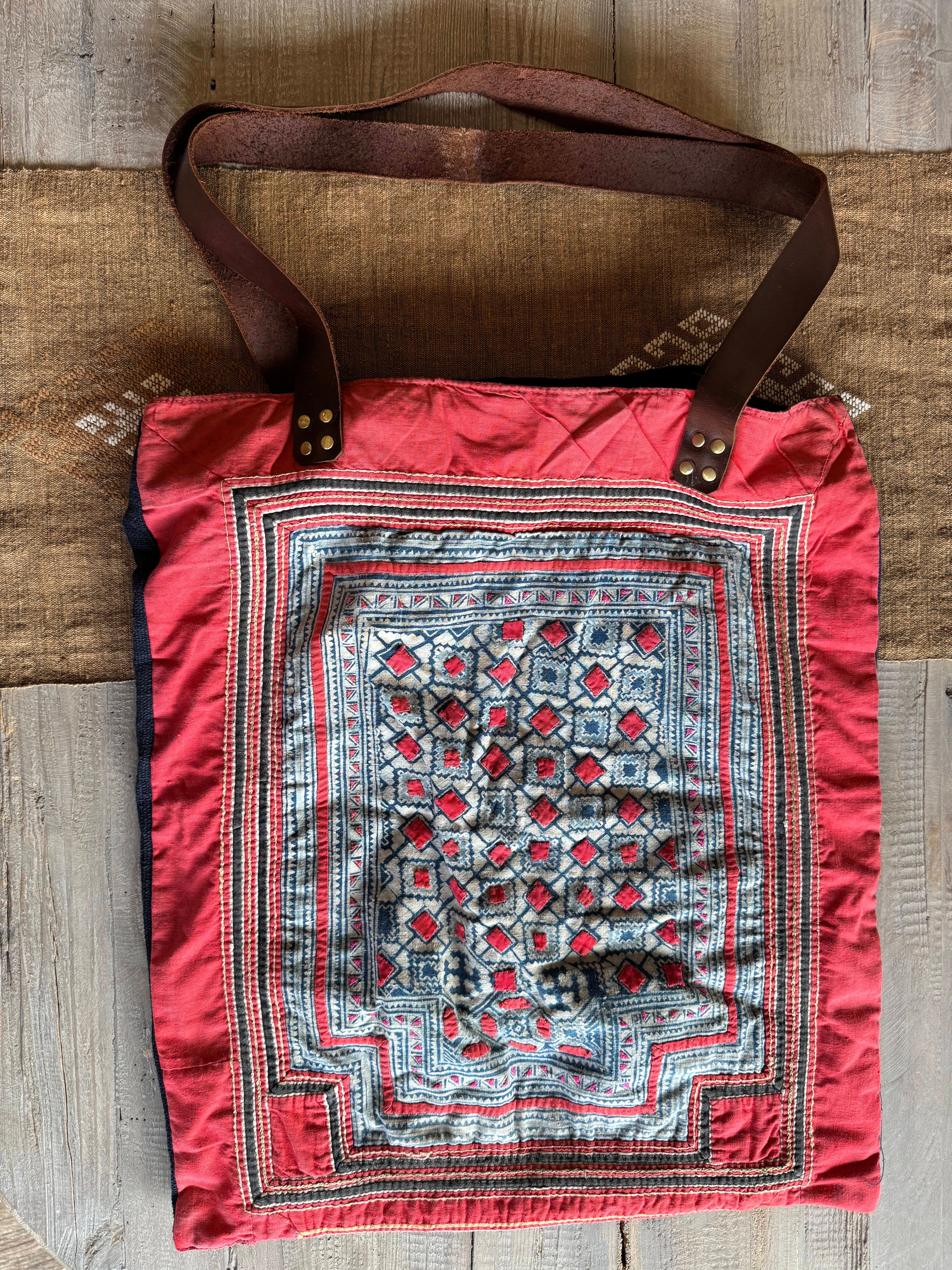 Bag Created from Vintage Hmong Tribe Textile Bag Baanpueng Handmade Shop Bag A