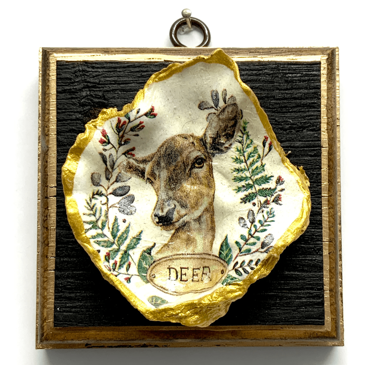 Bourbon Barrel Frame with Deer Oyster Shell | 4 x 1" Museum Bees Museum Bees