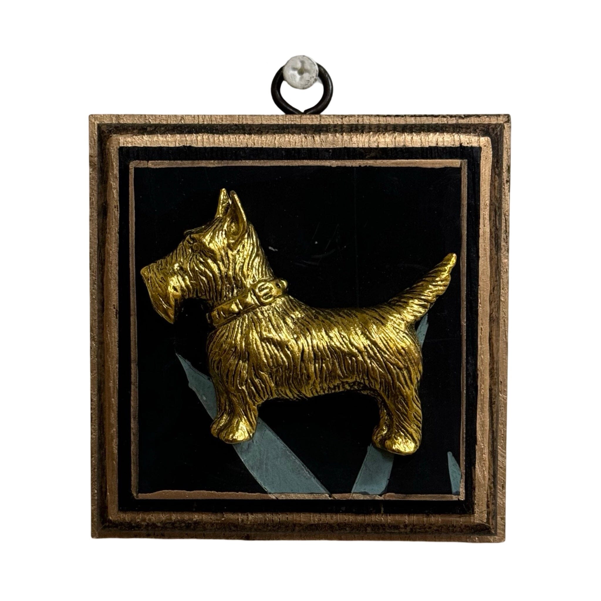 Bourbon Barrel Frame with Terrier on Coromandel | 4" x 1" Museum Bees Trace Mayer Antiques