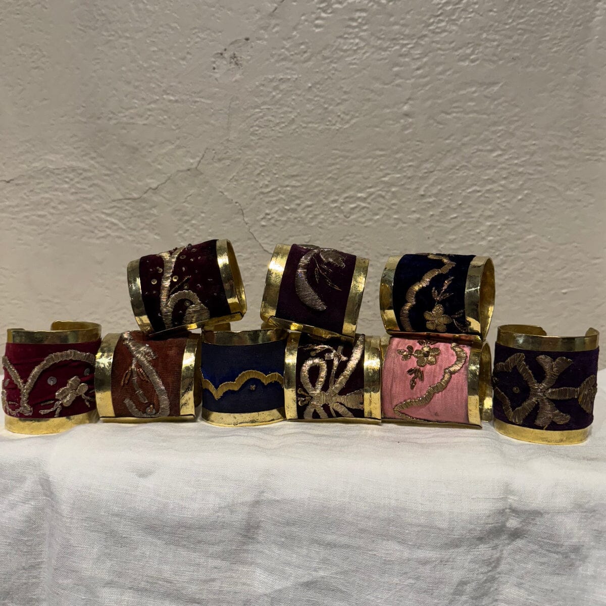 Brass Cuff Made with Antique Ottoman Empire Embroidery | Assorted Bracelet Eyup Gunduz