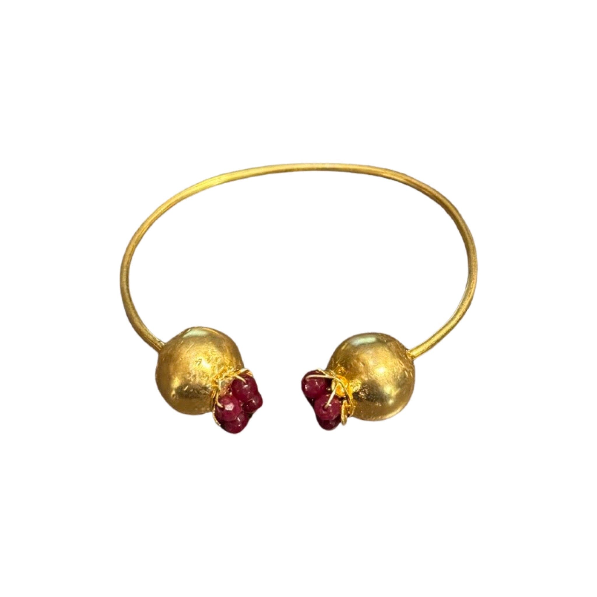 Brass Pomegranate Relief Cuff Bracelet Eyup Gunduz