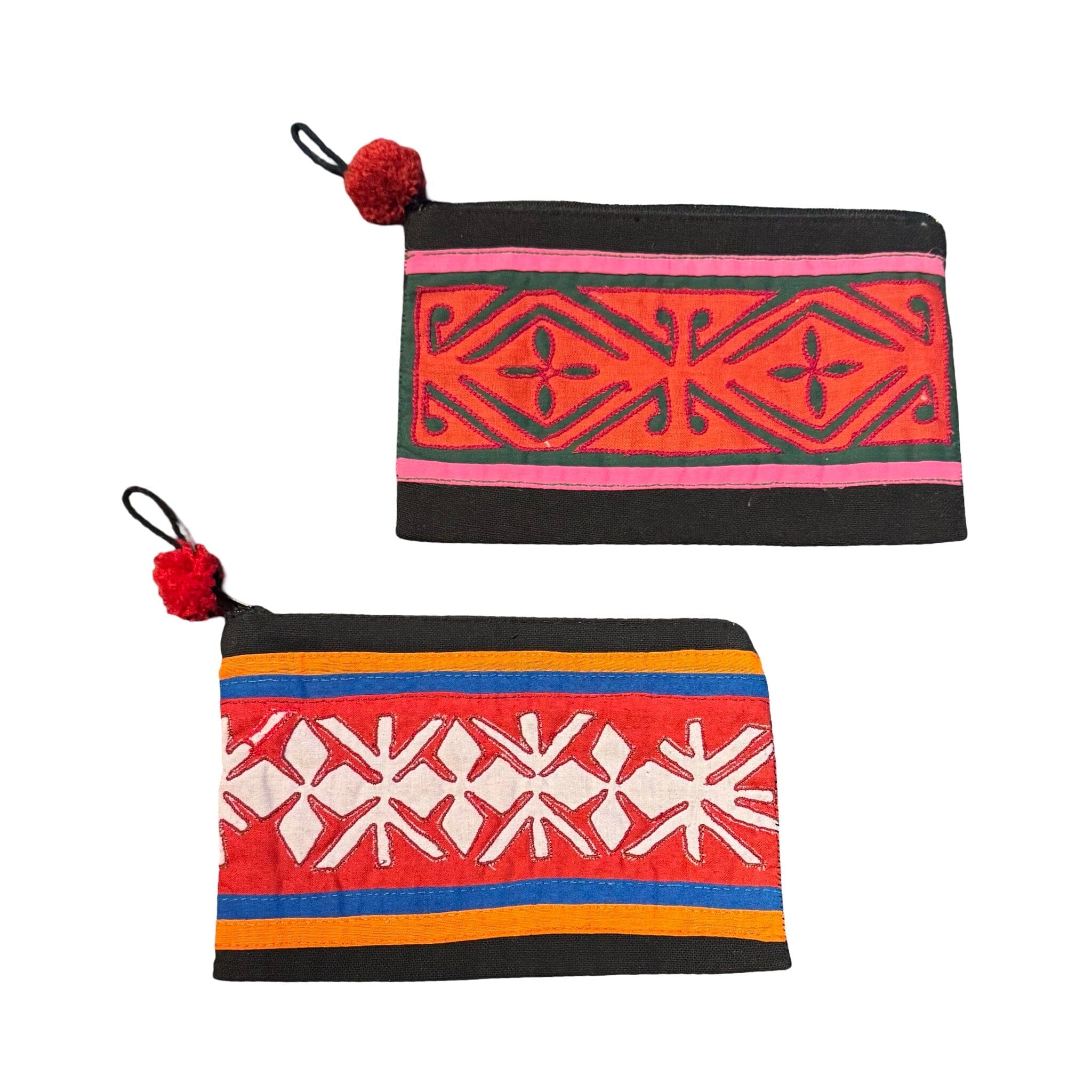 Colorful Applique Trinket Pouch from Southeast Asia Zipper Pouch Bangkok